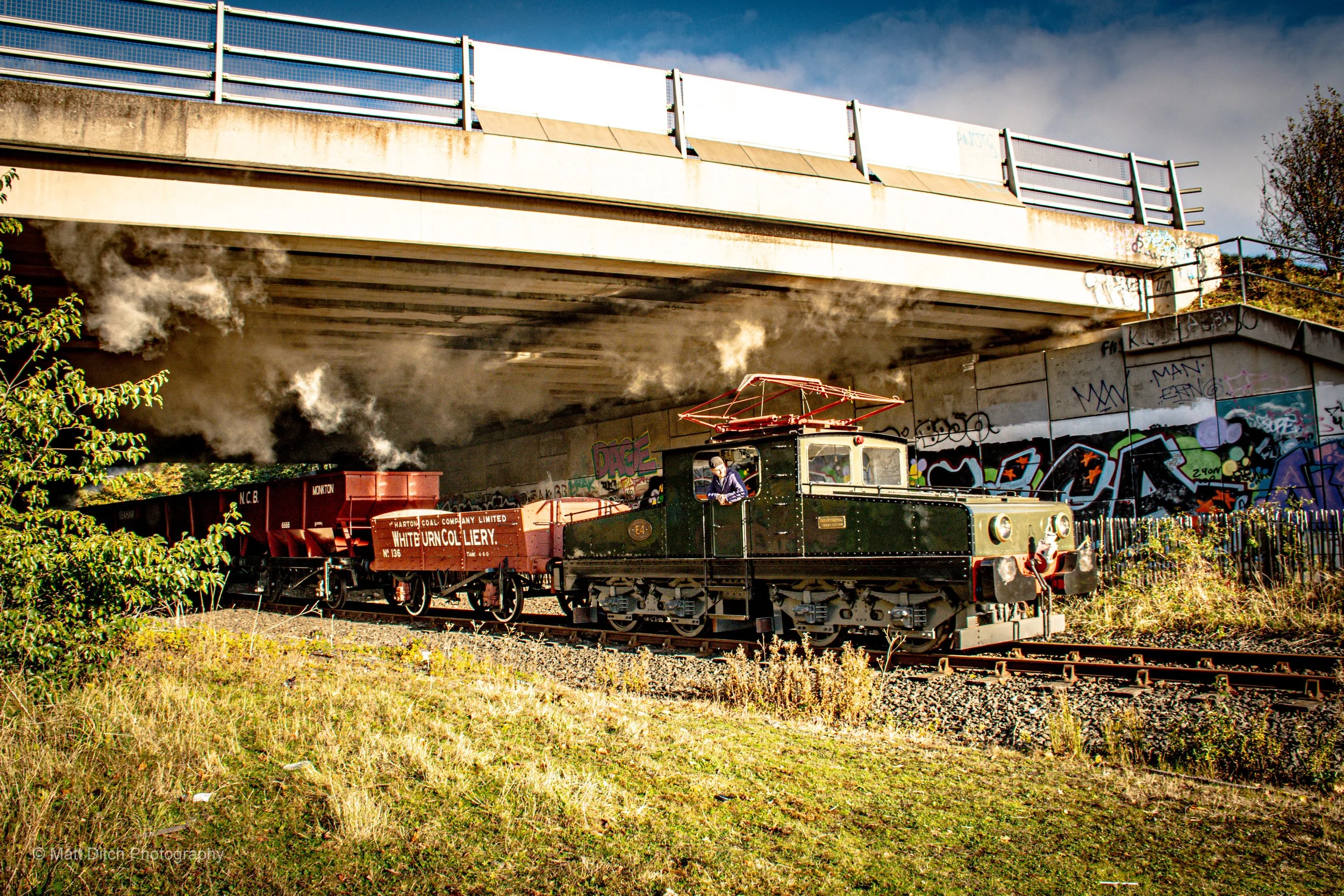 "E4" passing under the coast road bridge. 