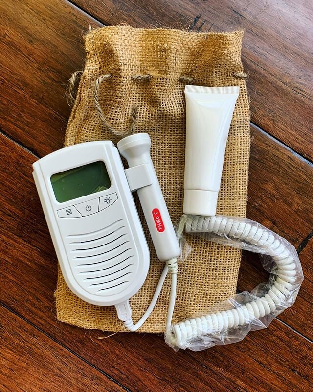 Our newest fetal dopplers from @mybabysheartbeatbear are in!! 💙💗 Listen to your baby&rsquo;s heartbeat and see the heart rate from home anytime for only $55! Doppler kits come with gel, batteries, and a burlap storage bag. 
Message us today to rese