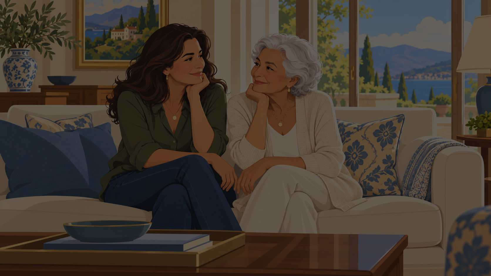 Mother-daughter moment in an elegant room dark.png