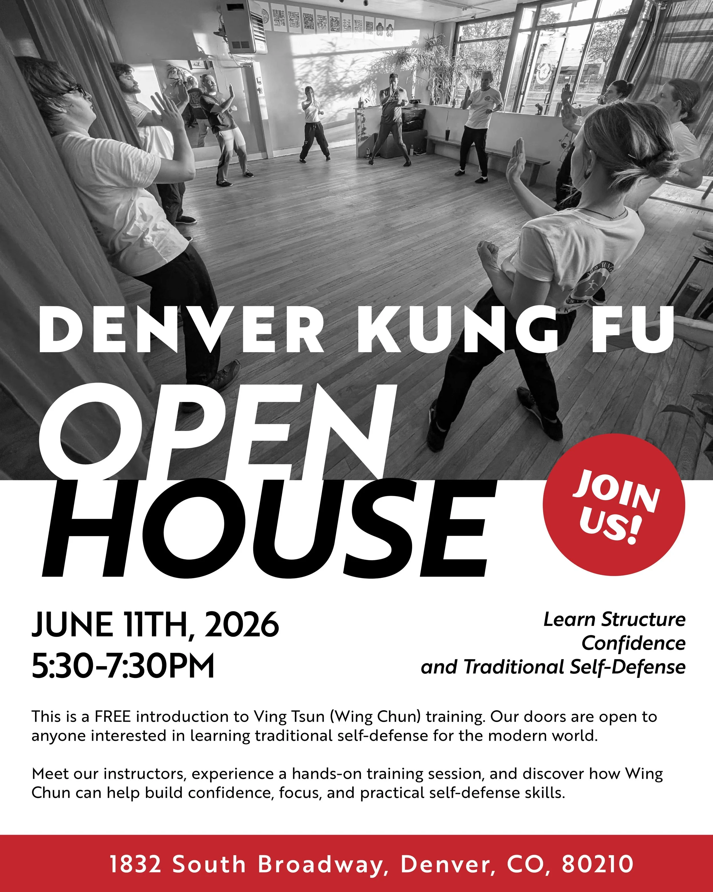 🥋 Denver Kung Fu Open House &ndash; Free Intro Session

Curious about Wing Chun (Ving Tsun) and traditional kung fu training?

Join us for a free Open House and experience firsthand how we train structure, confidence, and practical self-defense in a