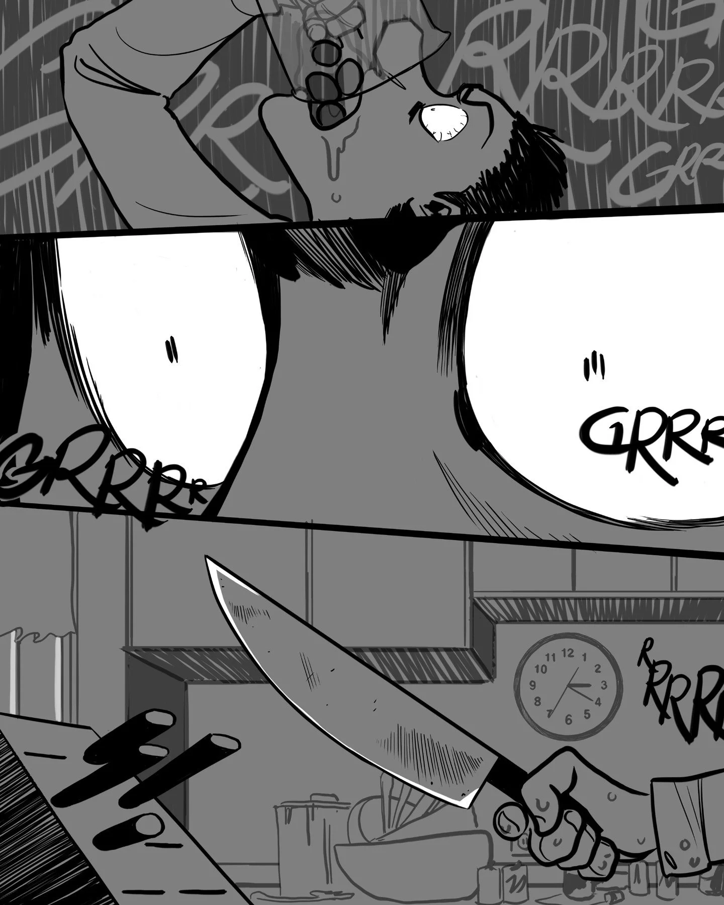 NEPHILIM : Page 070
New pages Monday - Friday until completion.
.
.
.
Second panel is a throwback to the close up of Andrew/Felix&rsquo;s eyes on Page 003 - there&rsquo;s a few panels throughout the story that echo back to previous scenes. Foreshadow