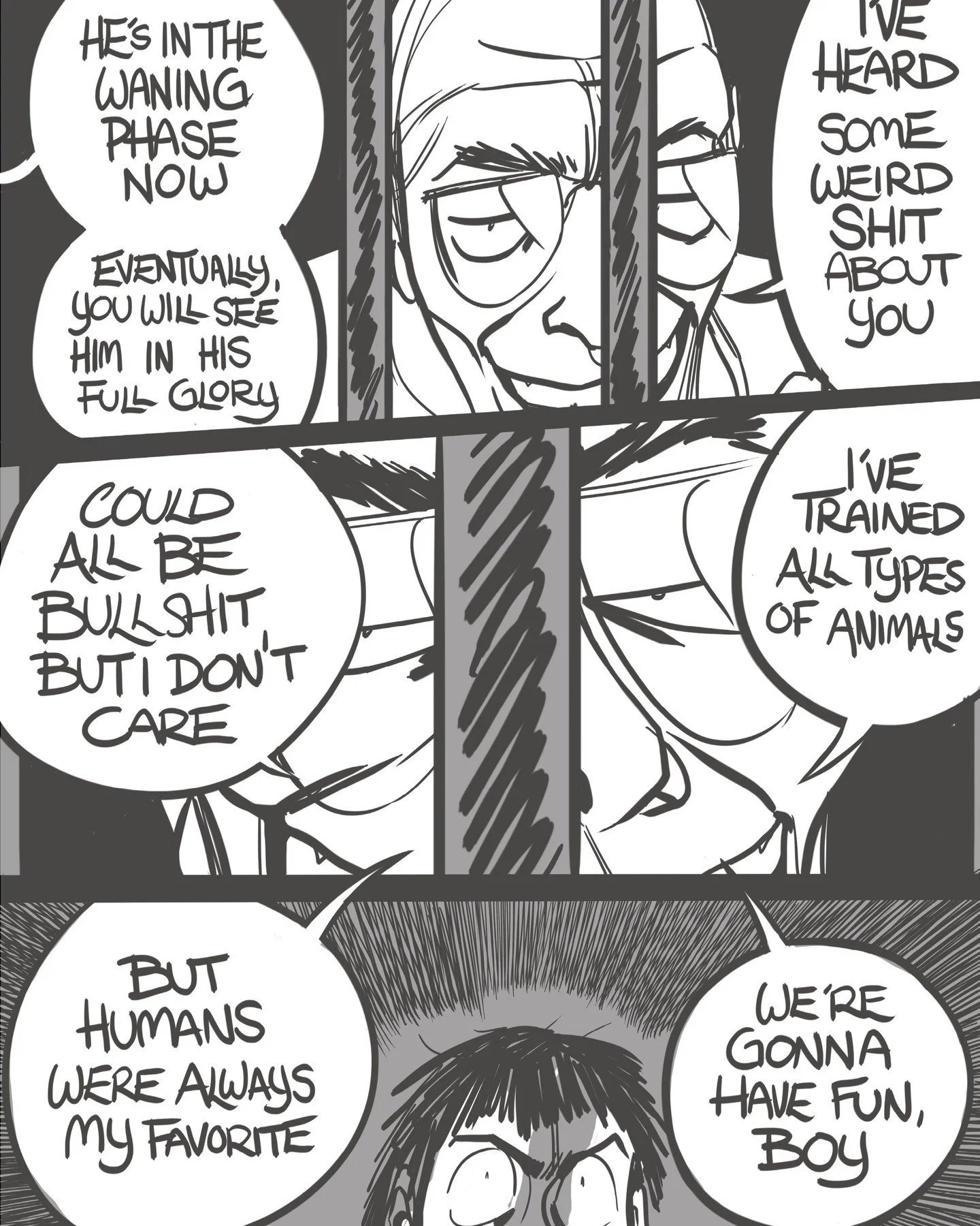 NEPHILIM : Page 081
New pages Monday - Friday until completion.
.
.
.
I imagine Barnes as having a southern drawl. 
.
#comic #comics #comicart #fyp #illustration #webcomic #igcomic #cartoon #instacomic #graphicnovel #oc #darkart #1977 #nephilim #arti