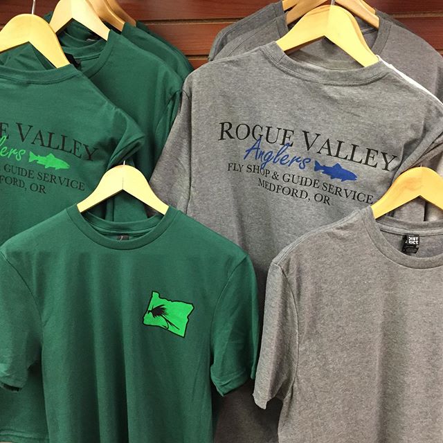 Brand new Rogue Valley Anglers Fly Shop tee shirts came out looking good!  They are in stock in the store, and will be available on our website to order next week. $20 each sizes Small thru XXL.  Everyone have a great weekend...I&rsquo;ll be out swin