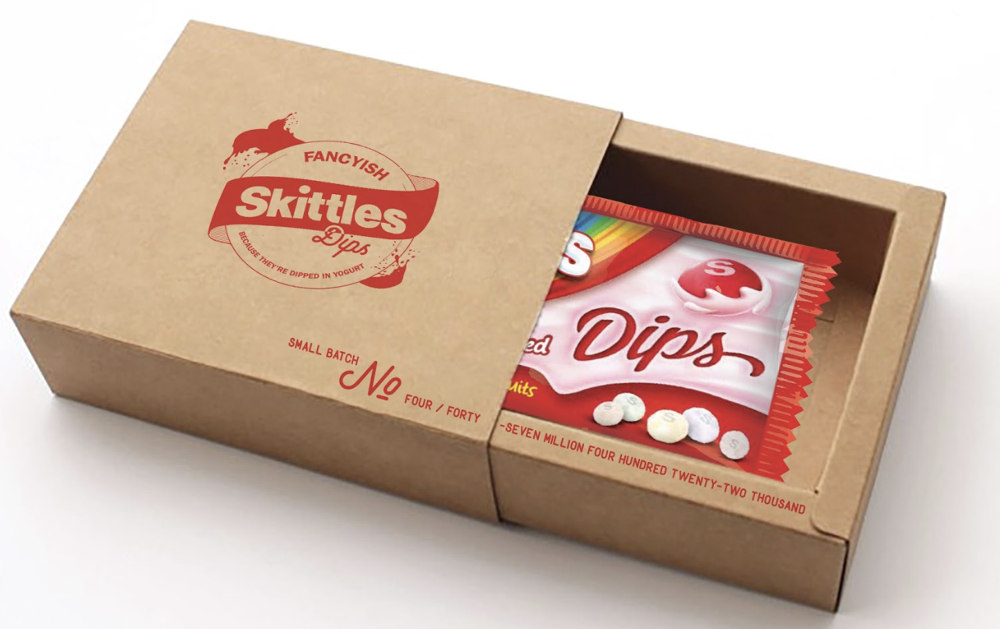    And admitted online that Skittles are Skittles, and while they're covered in yogurt, they only taste fancy. 