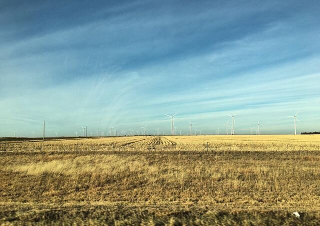 #roadtrip loving this wind farm across the rolling hills of Kansas. It fills me with hope.