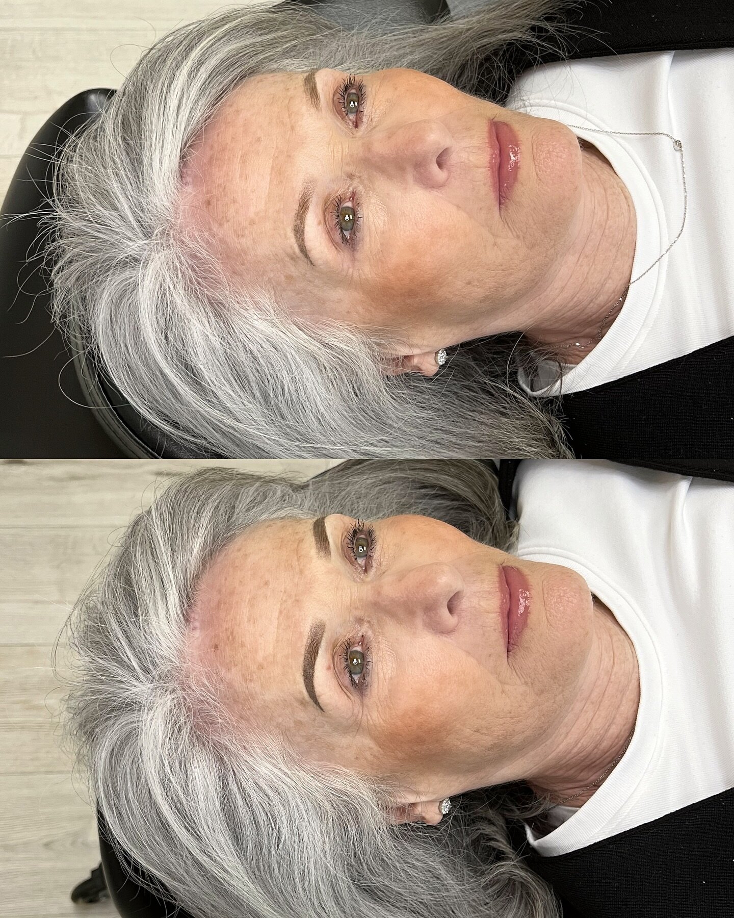 1 yr healed Powder brows after just 1 session and right after her Annual touchup! My client was so happy with her brows that we didn&rsquo;t do her initial follow up and waited to see her for an annual, she could have technically gone even longer but