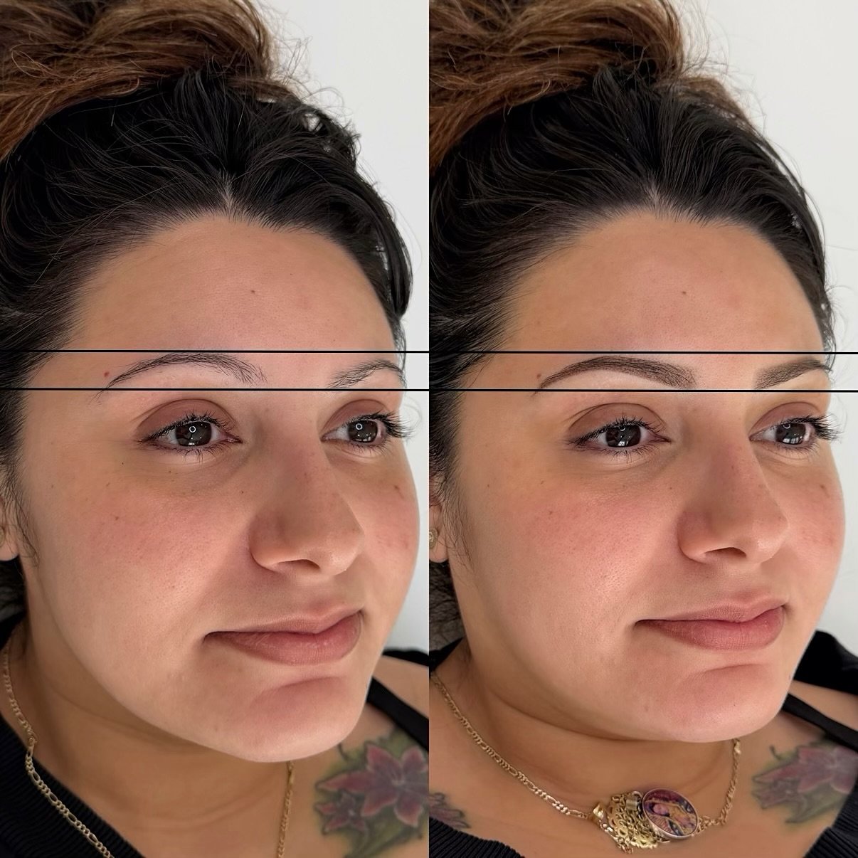 Asymmetry happens to all of us and while I never promise perfection, I can definitely get you closer to it! 
My client was hoping for more evenness and a soft squared front. You can see how the top arches and lower fronts are much closer to being sym