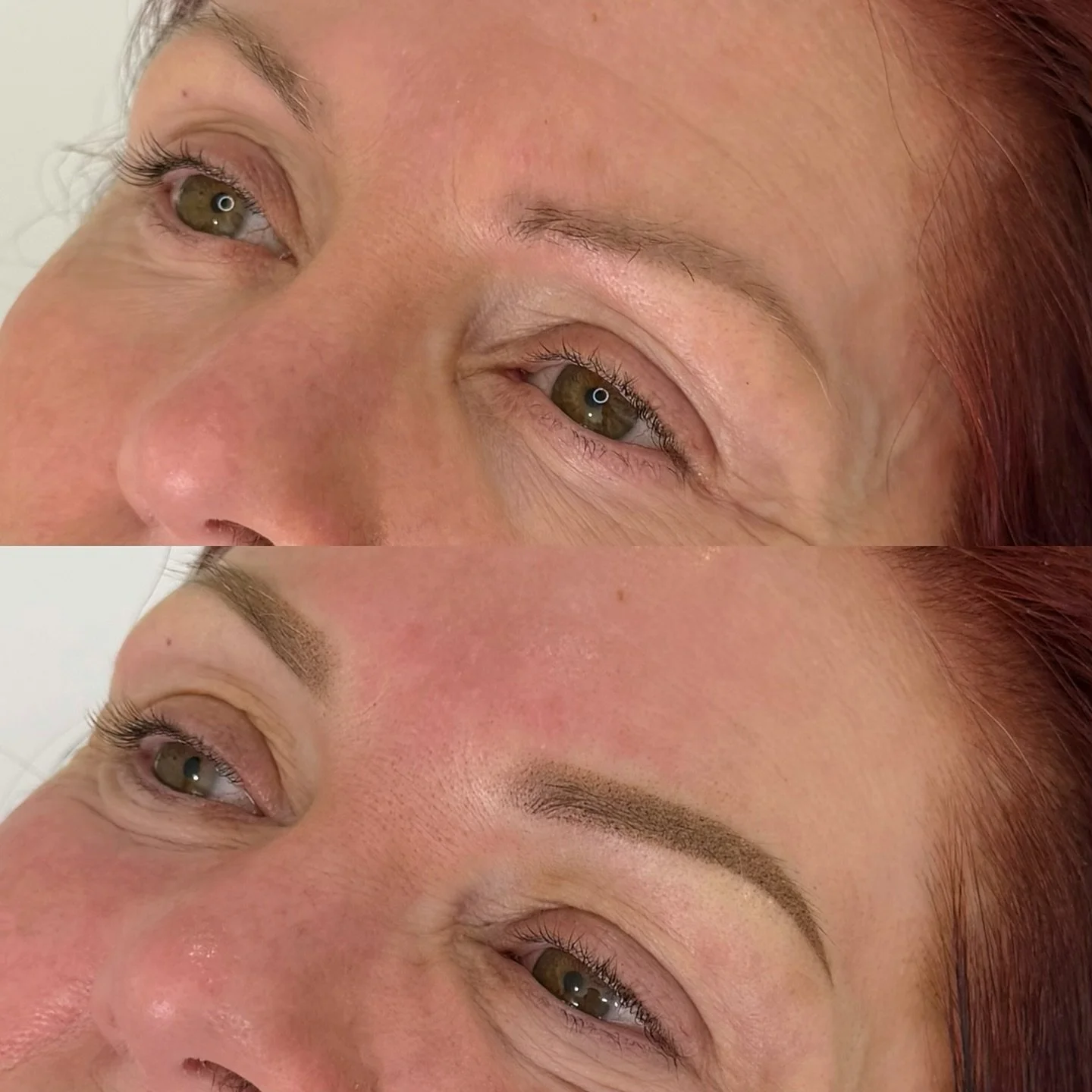 We covered her faded/blurred microblading with some fresh shading; she had these done several years ago by someone else. She wanted to go even darker but we&rsquo;ll see how these heal first and decide at her touchup!

✨roseville california brow arti