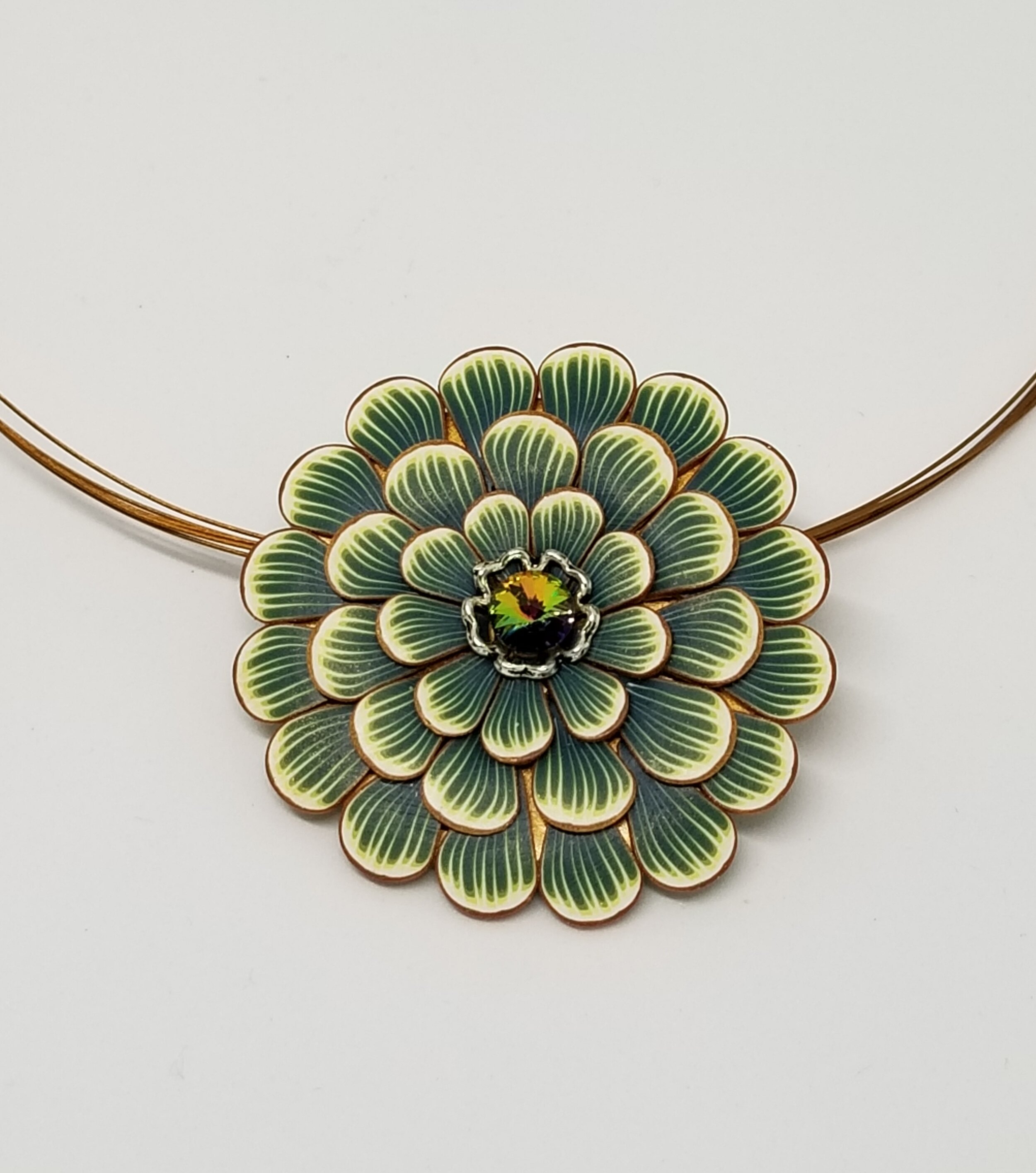 Dark Green Dahlia Pendant
