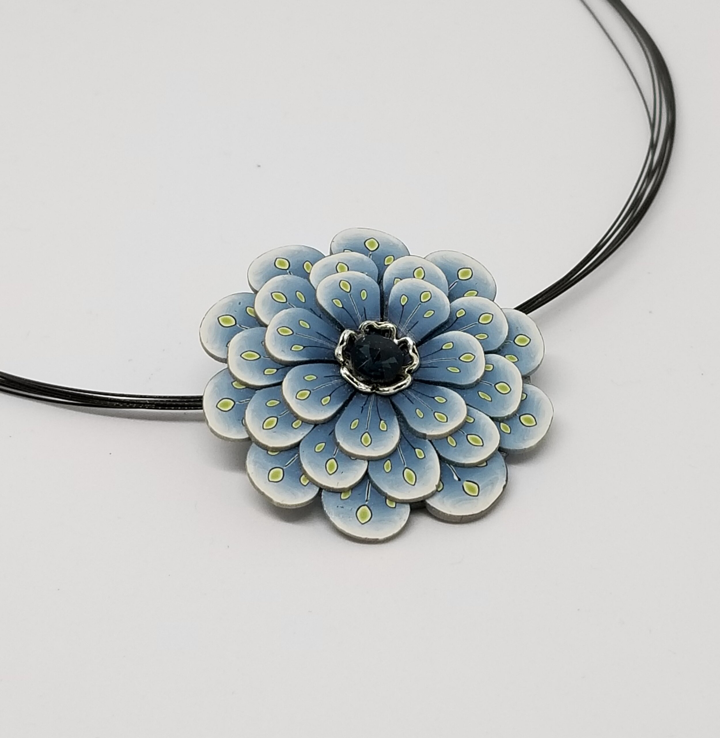 Denim Blue Dahlia Pendant