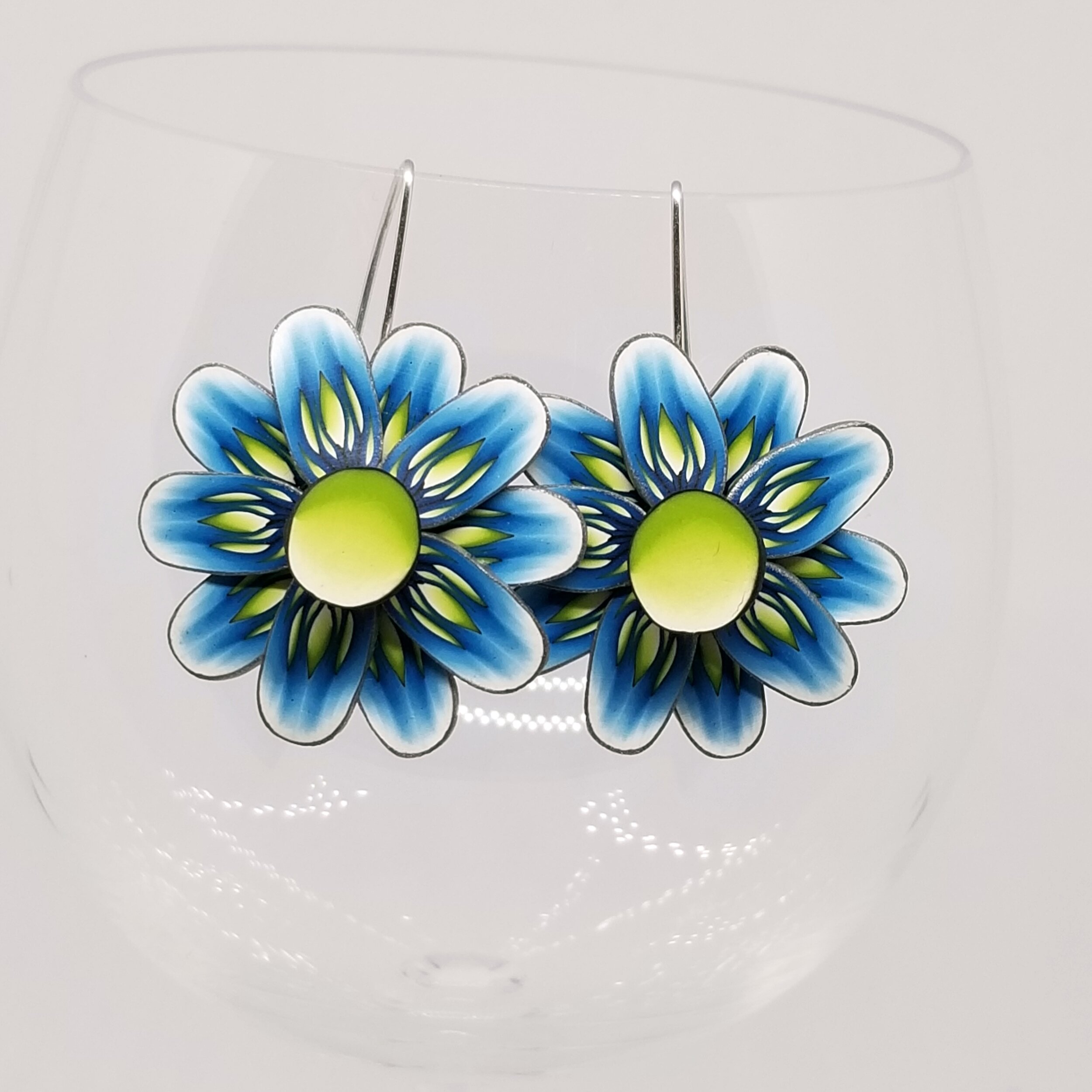 Blue and Green Spinning Earrings