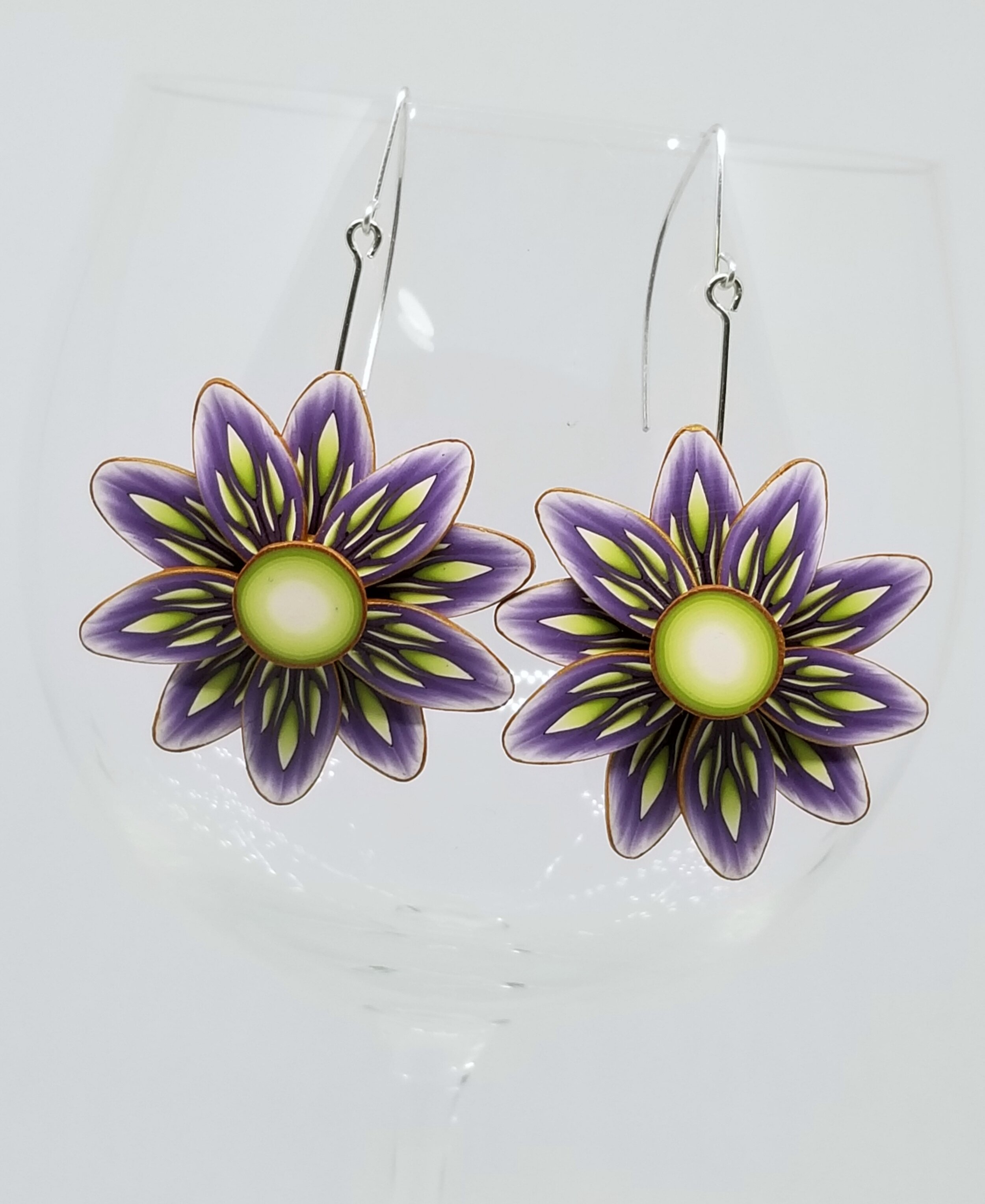 Purple and Green Spinning Earrings