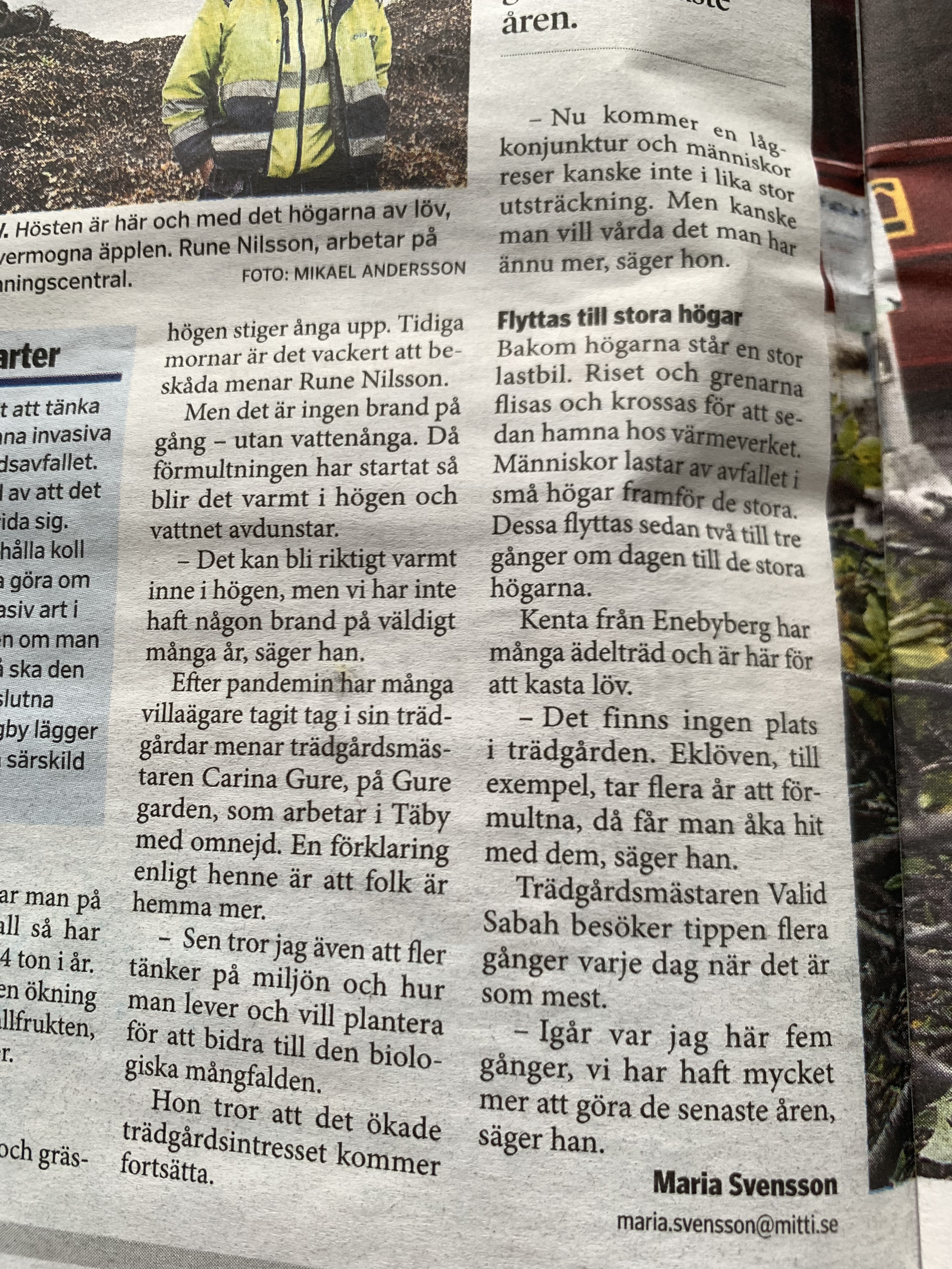När trädgården blivit mer värdefull att ta hand om. Tidningen Mitt i Täby intervjuade Carina