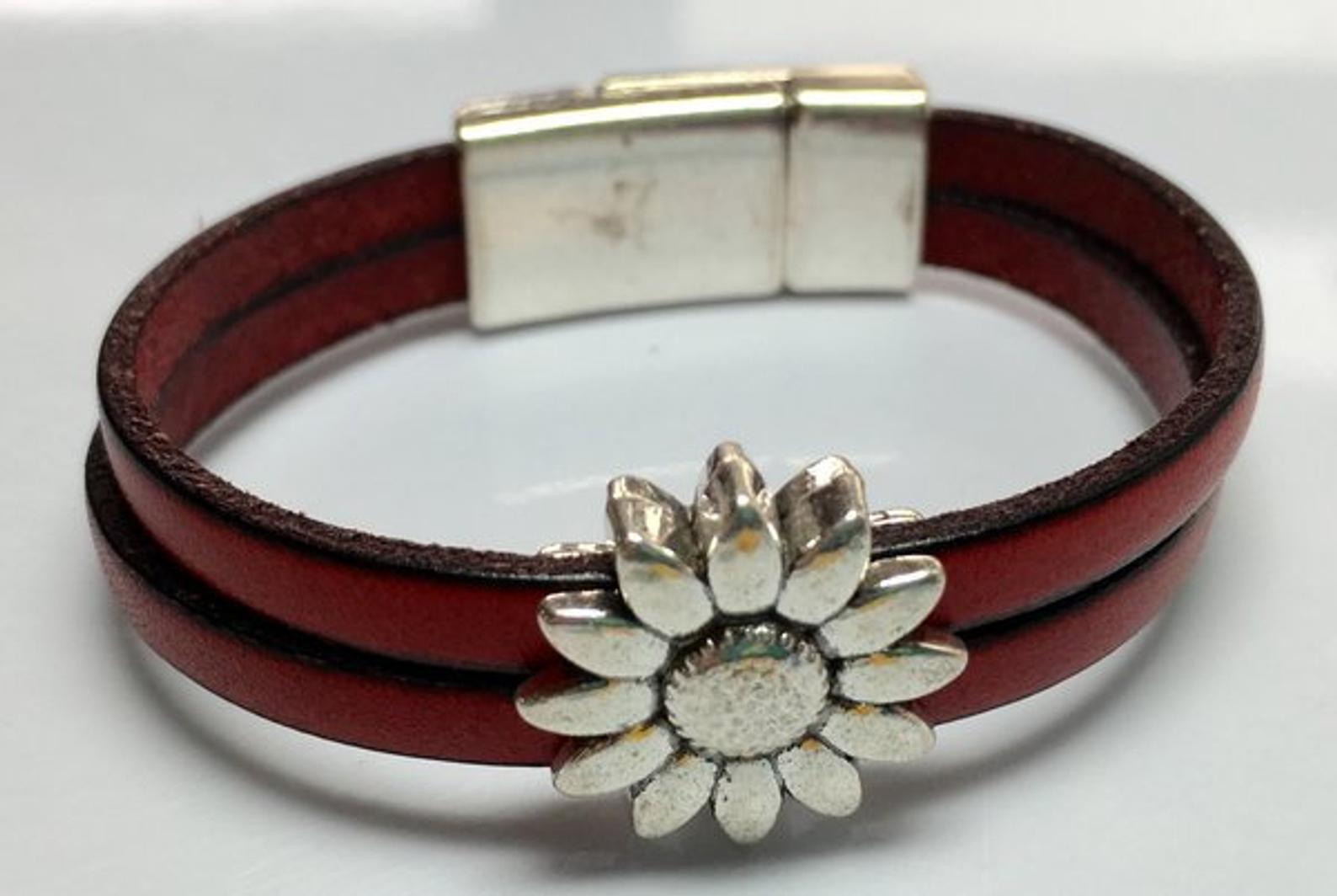 12 mm wide Details about  / Double Python Leather Bracelet with Magnetic Clasp