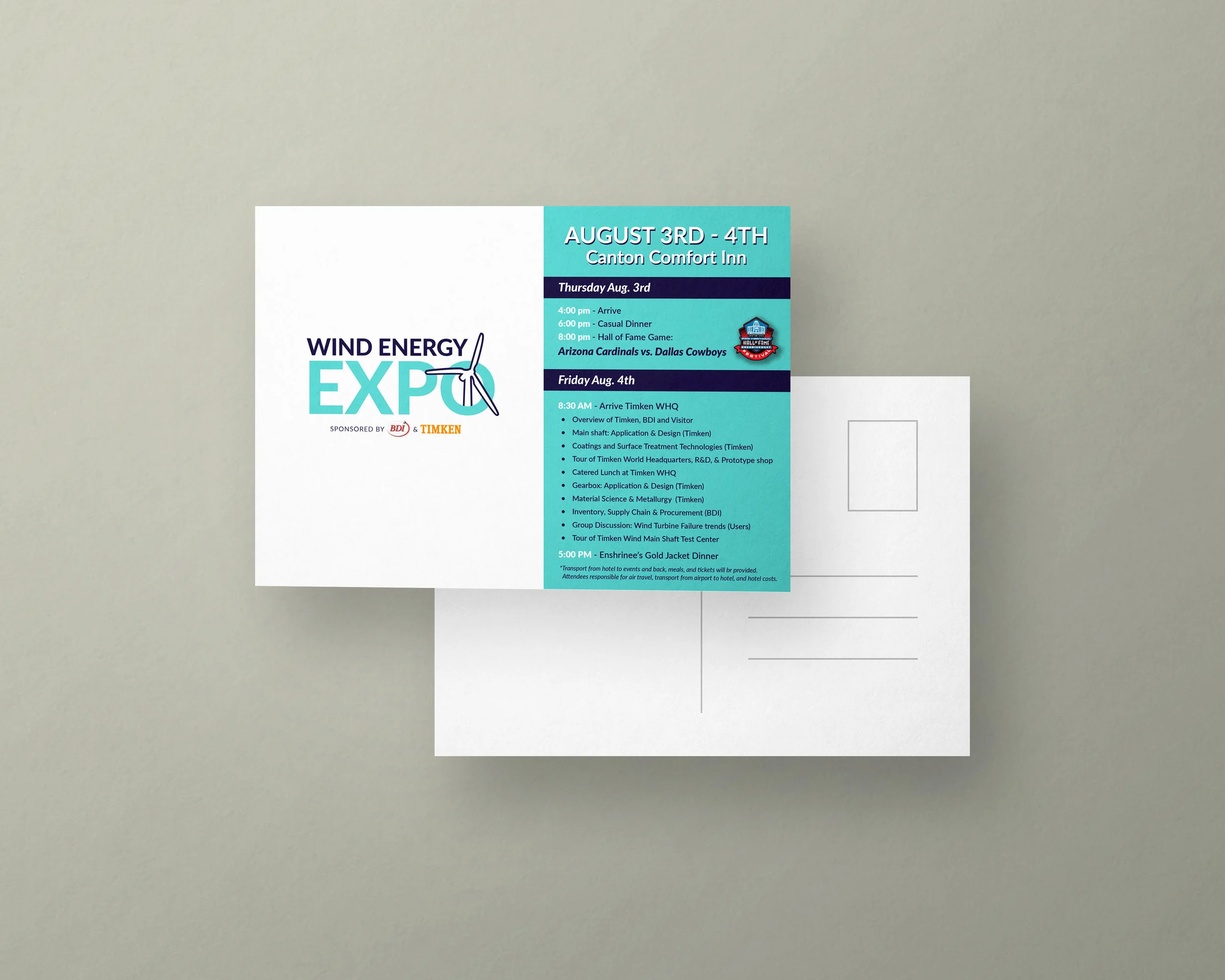   Logo &amp; Postcard/Digital Invitation     A collaboration Wind Energy Expo between BDI &amp; TIMKEN. 