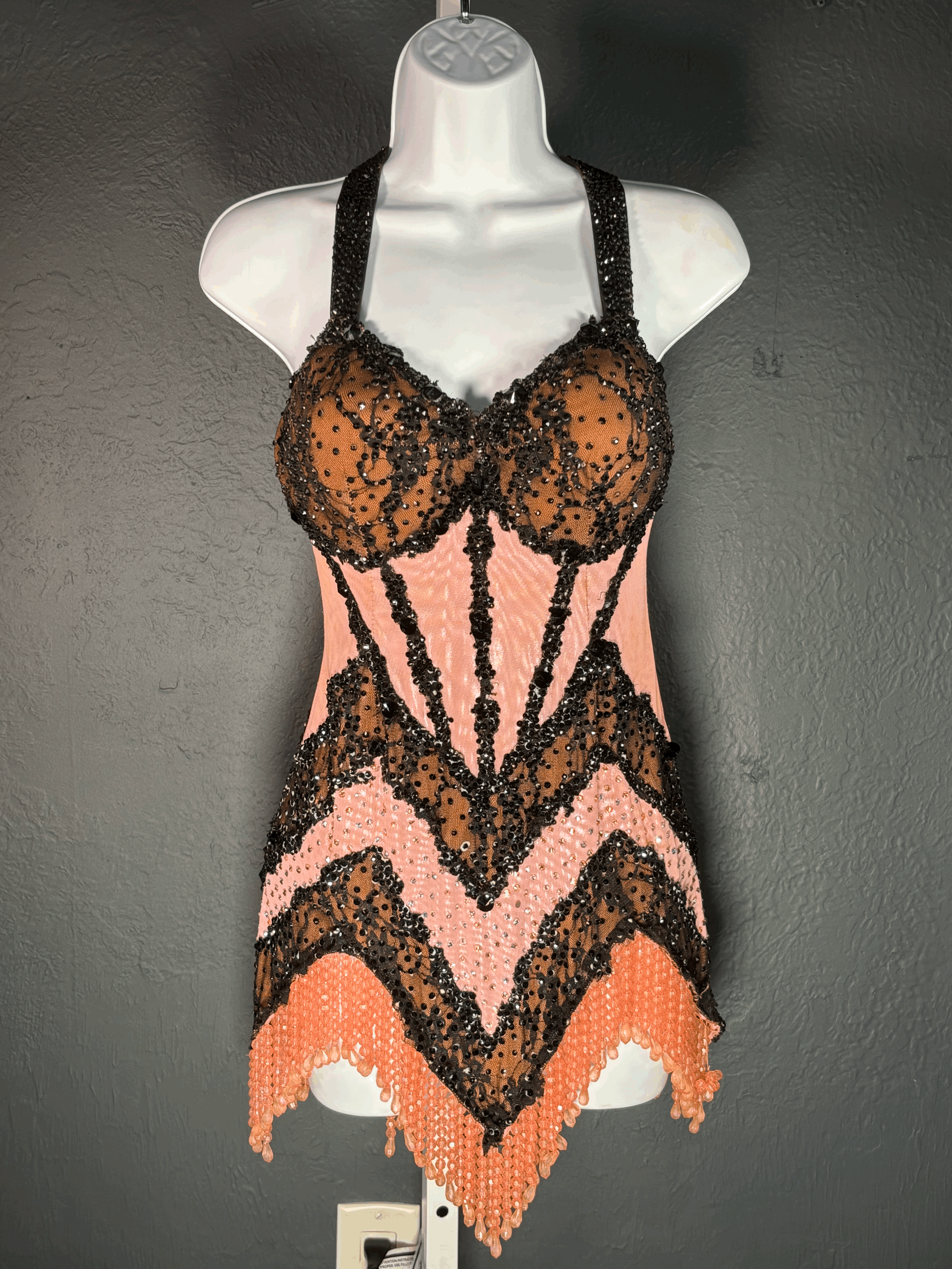 Metallic Baby Pink and Black Corset Latin