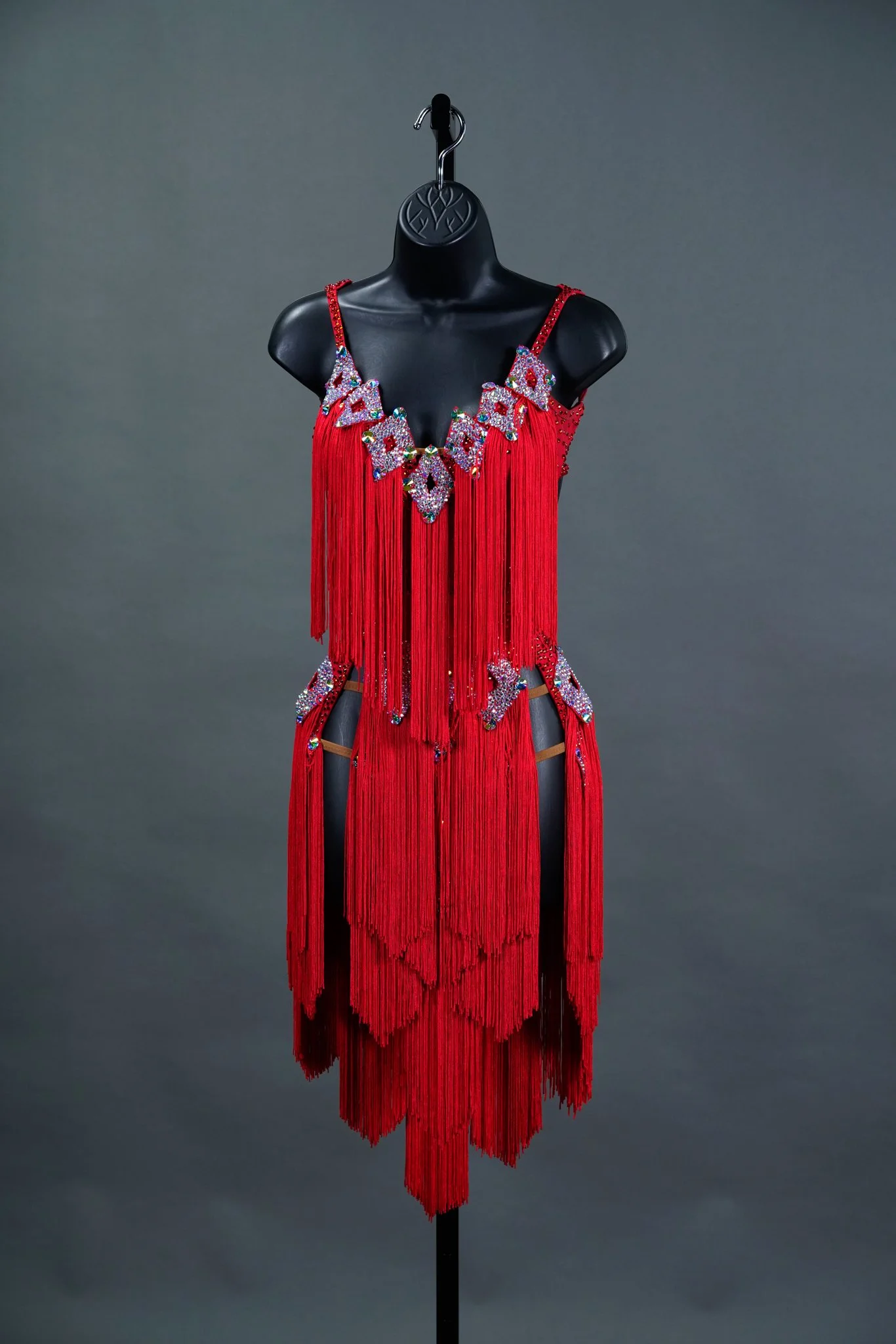 Red Fringe Latin with Diamonds