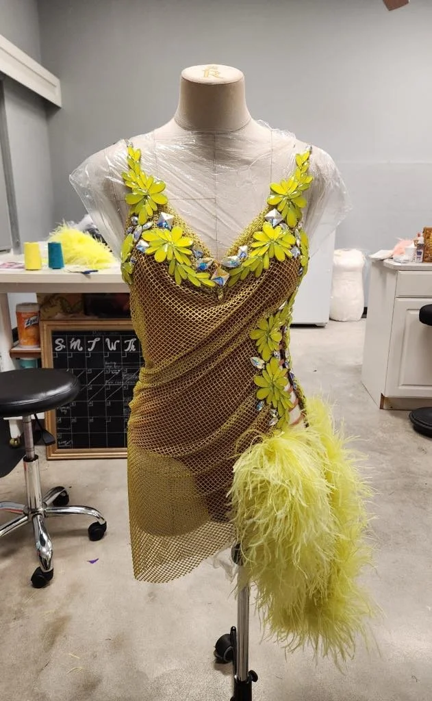 Lime Fishne Latin with Feathers