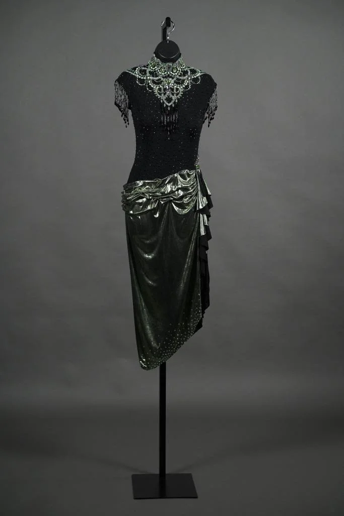 Black and metallic green Latin