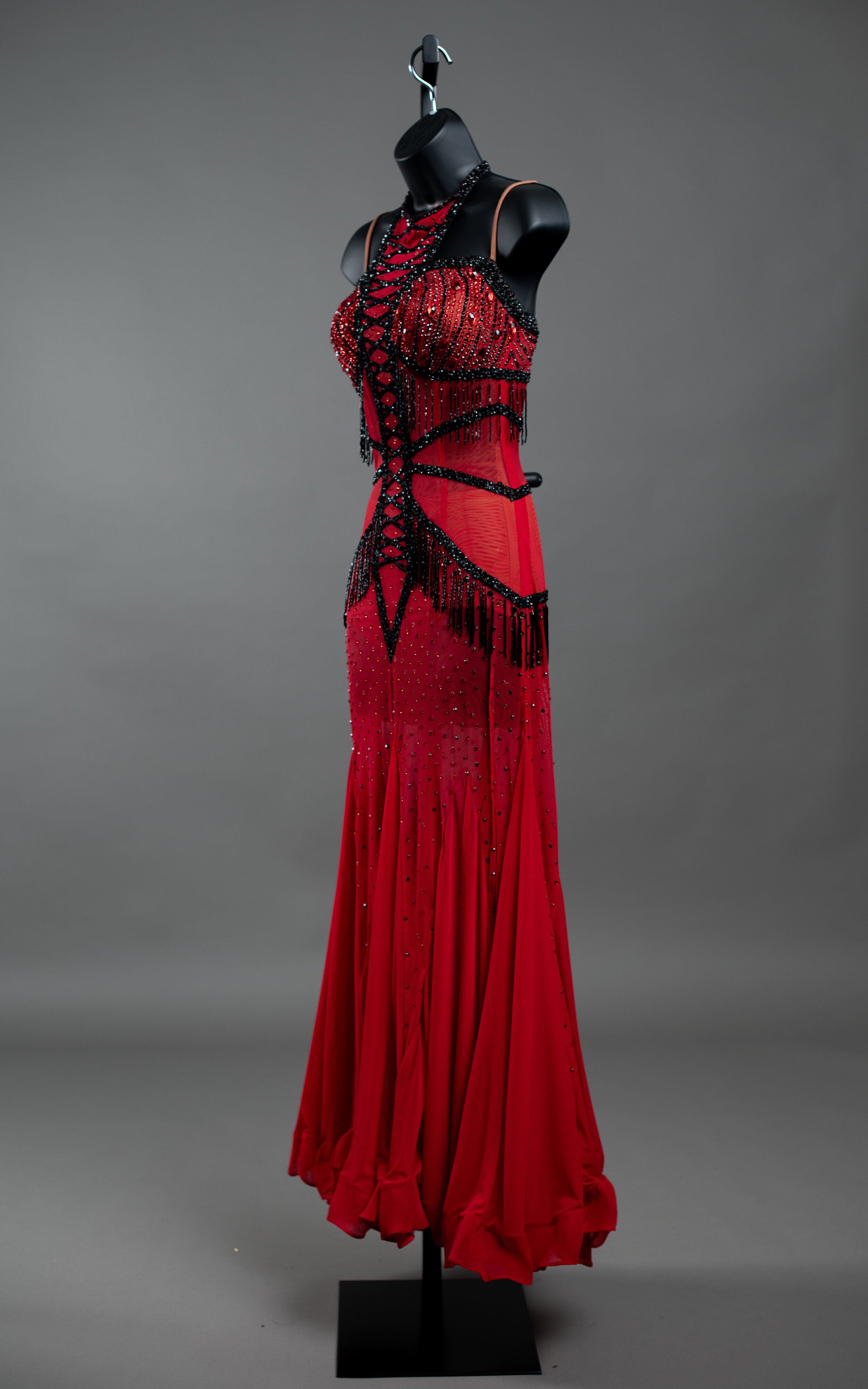 Red Smooth with Black Trim and Beaded Fringe — DORÉ DESIGNS