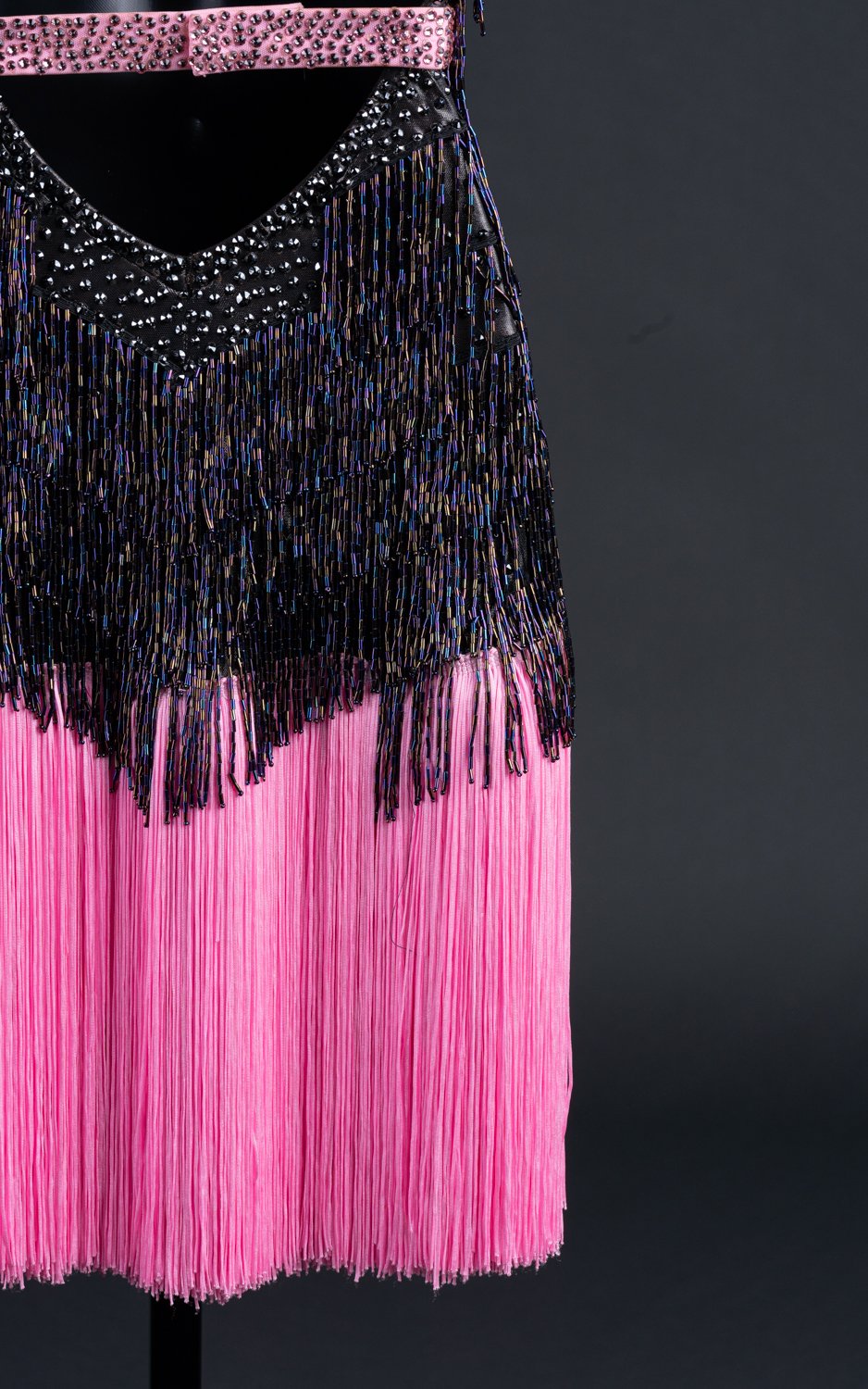 Hematite Latin with Pink Fringe Skirt — DORÉ DESIGNS