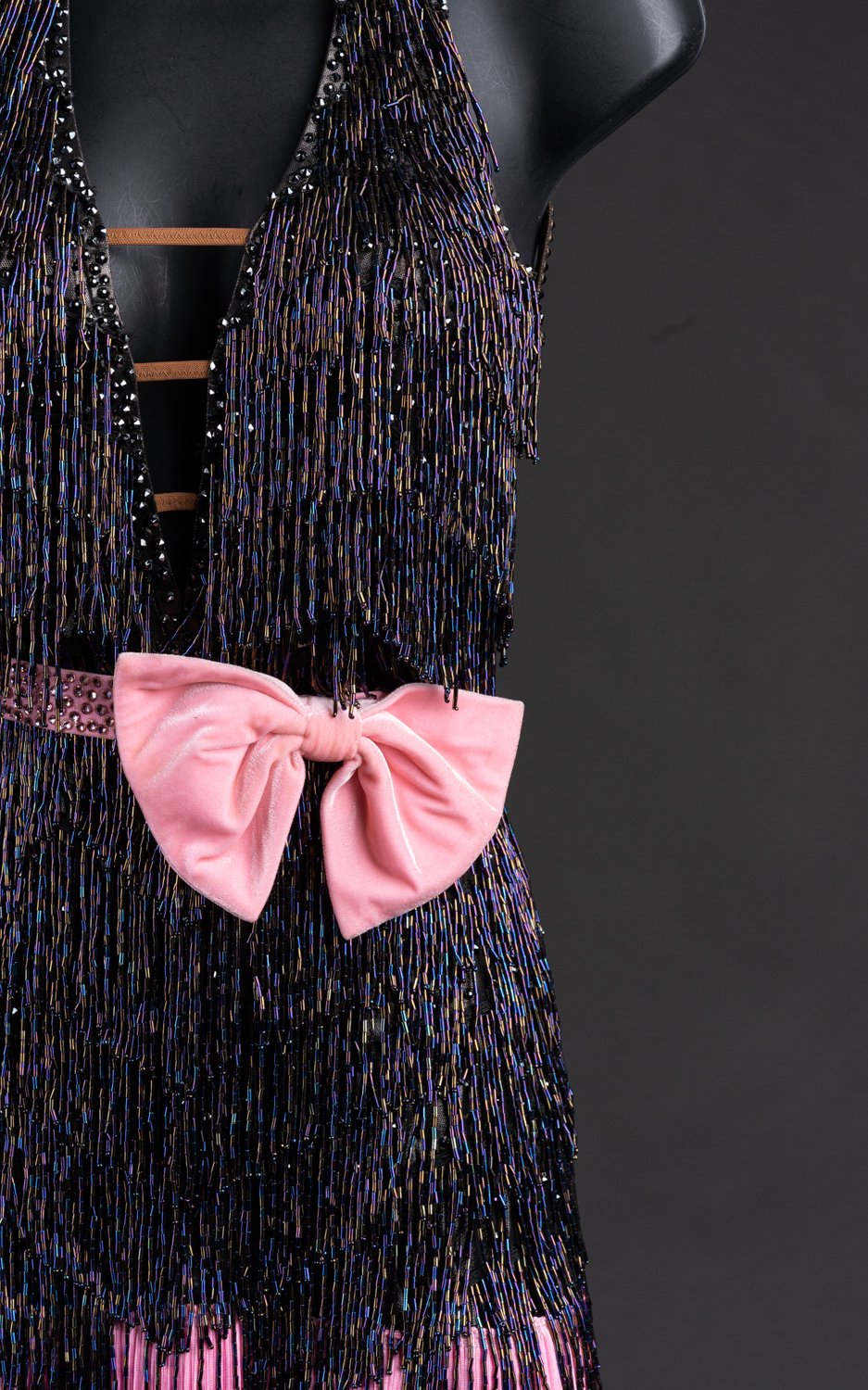 Hematite Latin with Pink Fringe Skirt — DORÉ DESIGNS