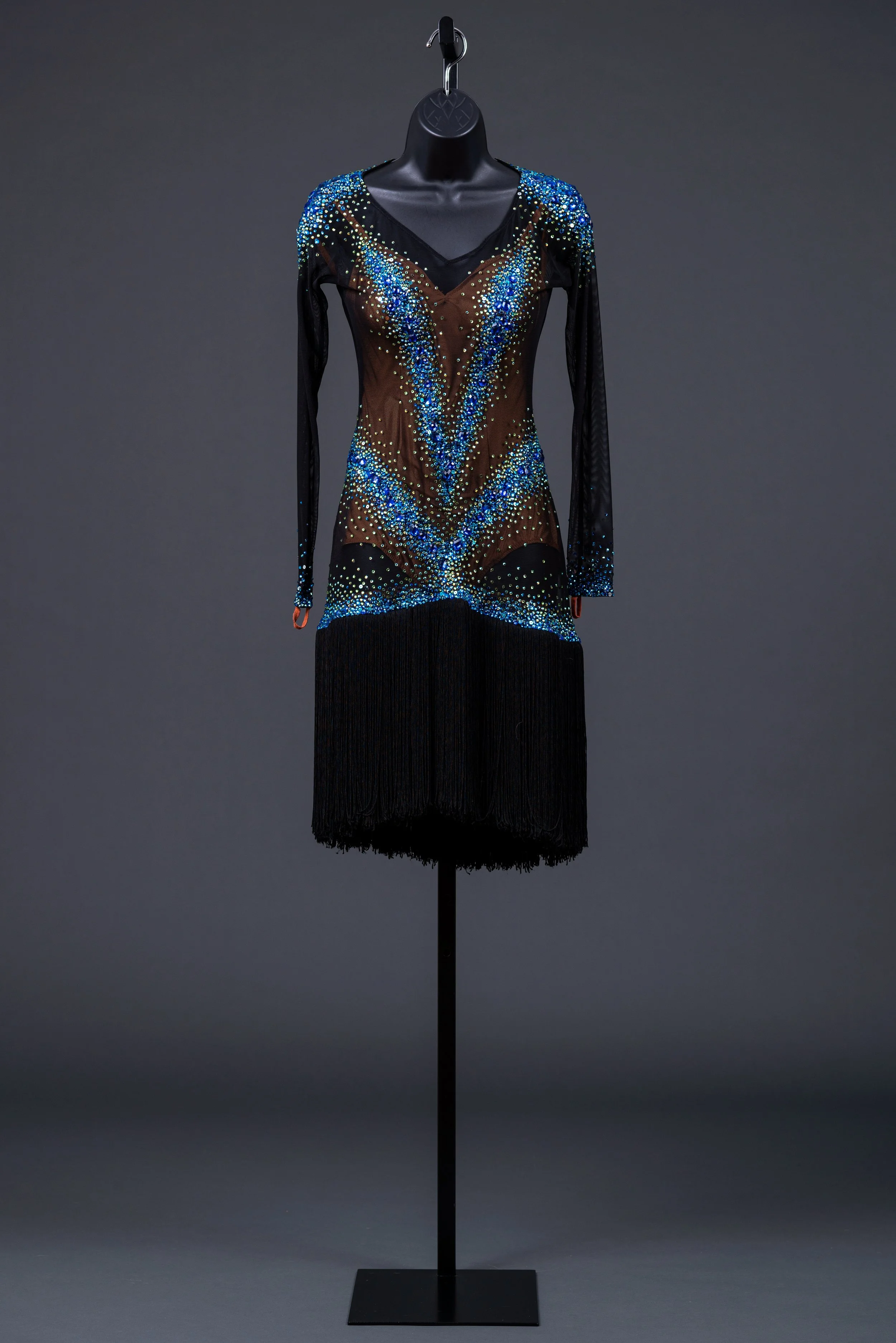 Black Jordy Fringe Latin with Blue Stoning
