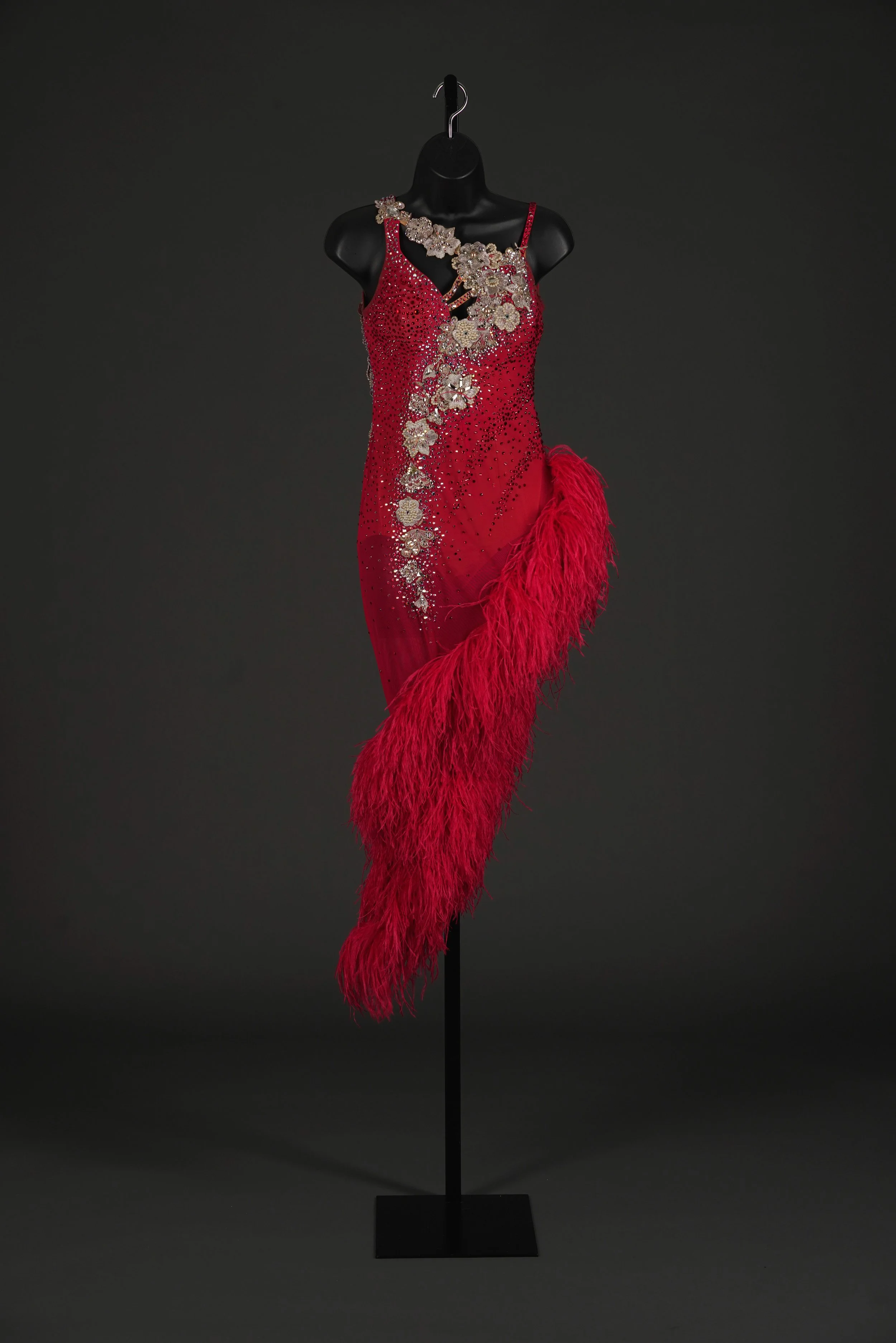 "Artistry in Motion" Red Latin with Feathers