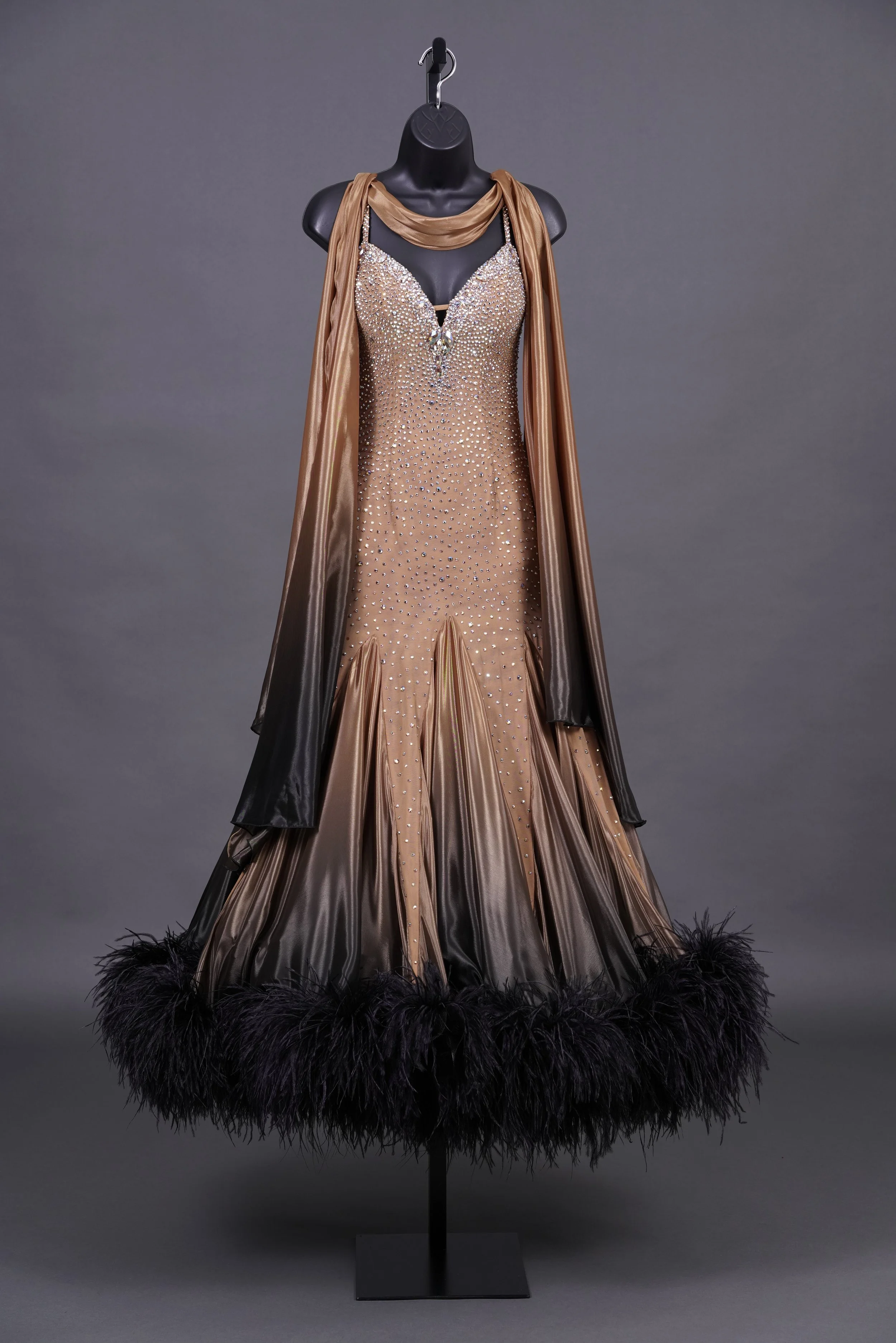 Nude to Black Ombre Standard with Feathers