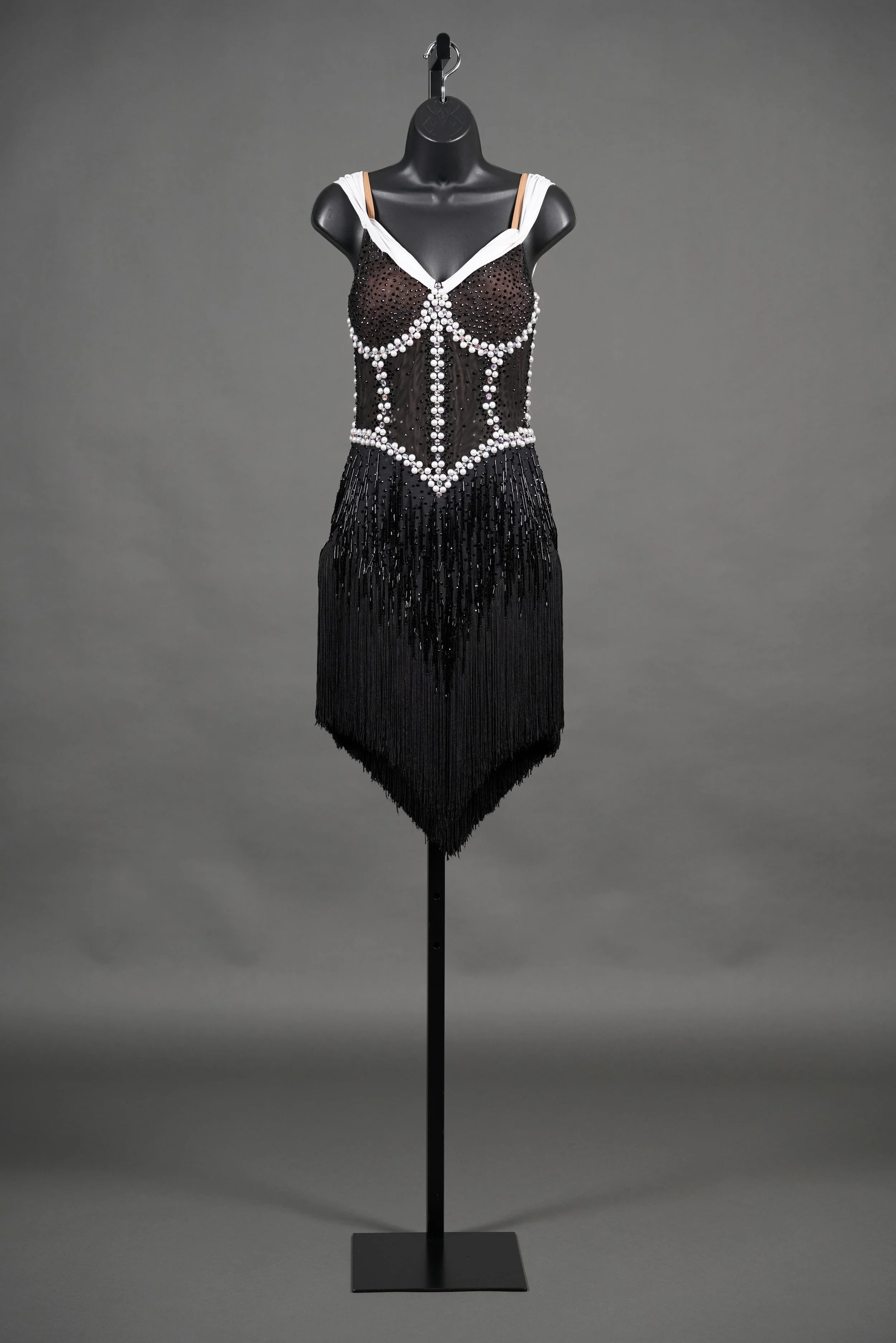 Black and White Fringe Latin with Pearls