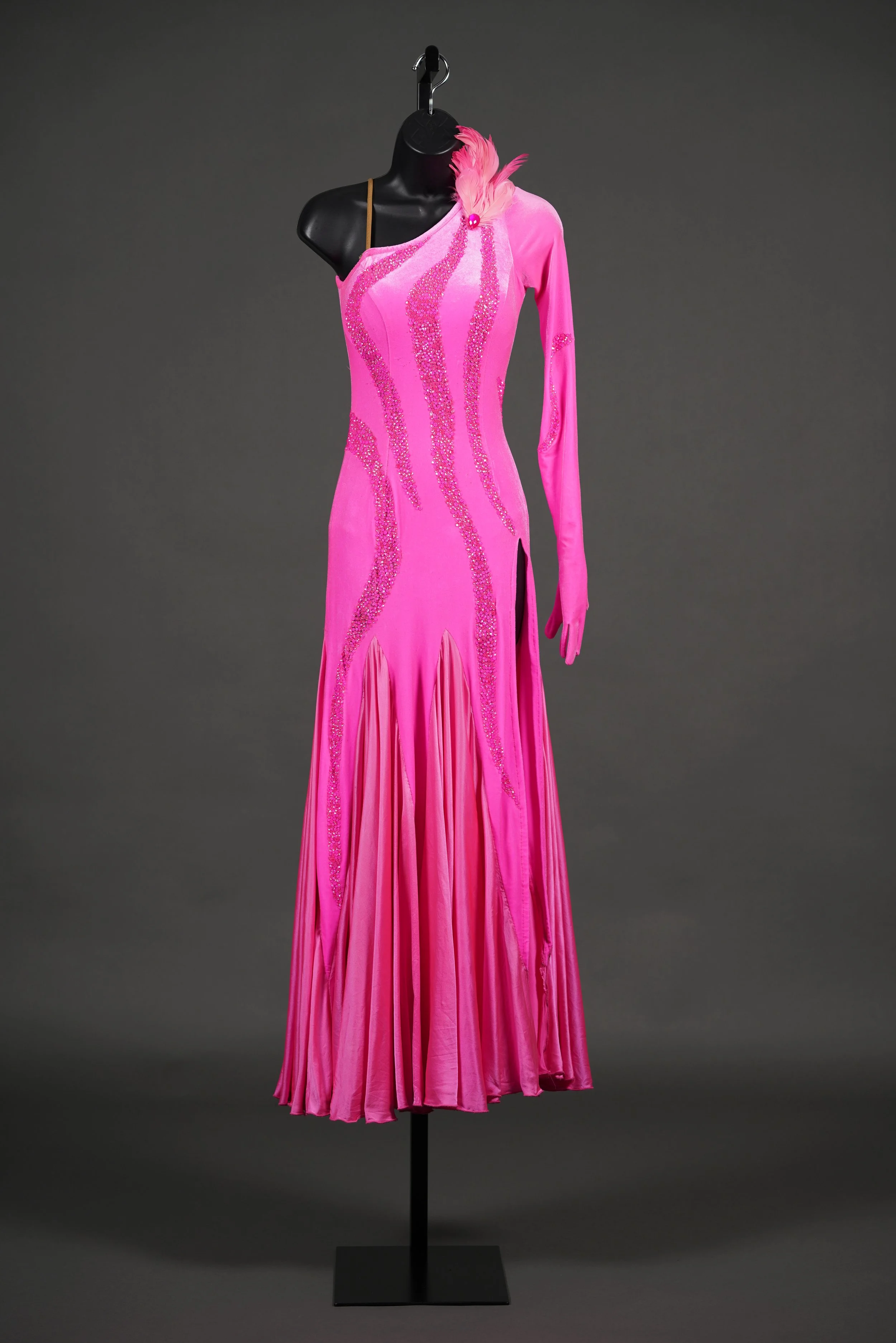 Cerise Pink Velvet Smooth with Pink Stones