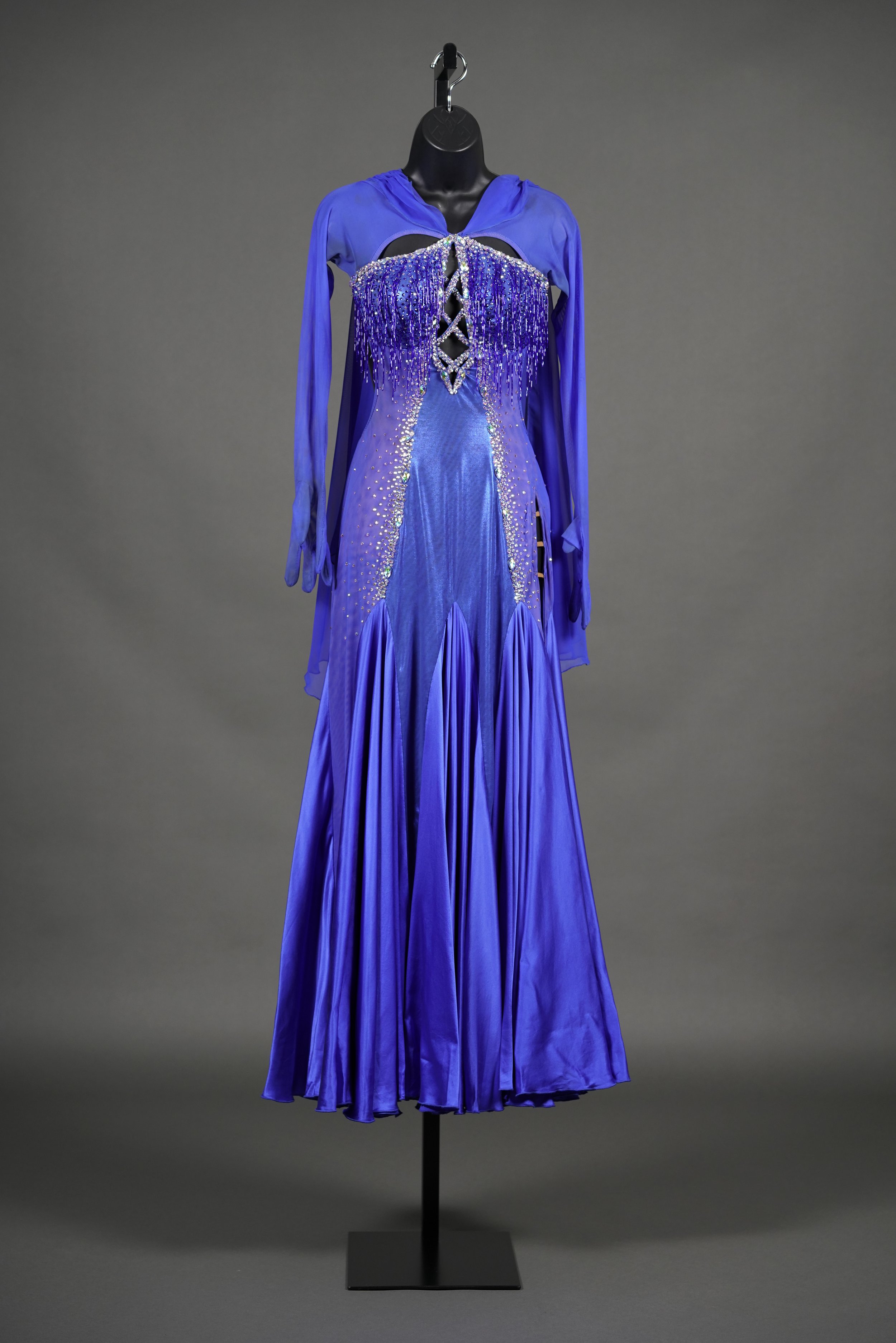 Blue Draped Smooth with Beaded Fringe