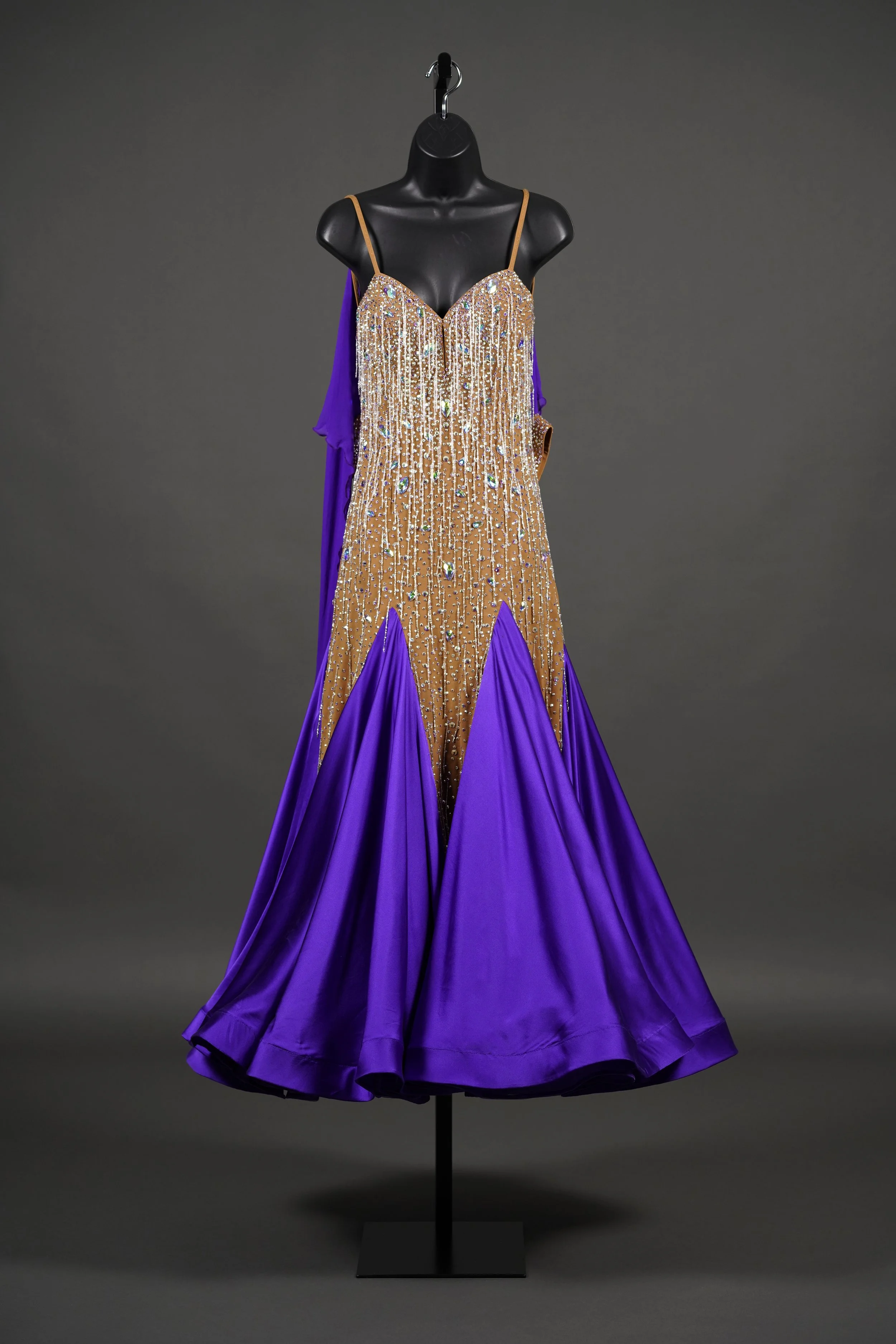 Nude and Purple Standard w/ Crystal Beaded Fringe