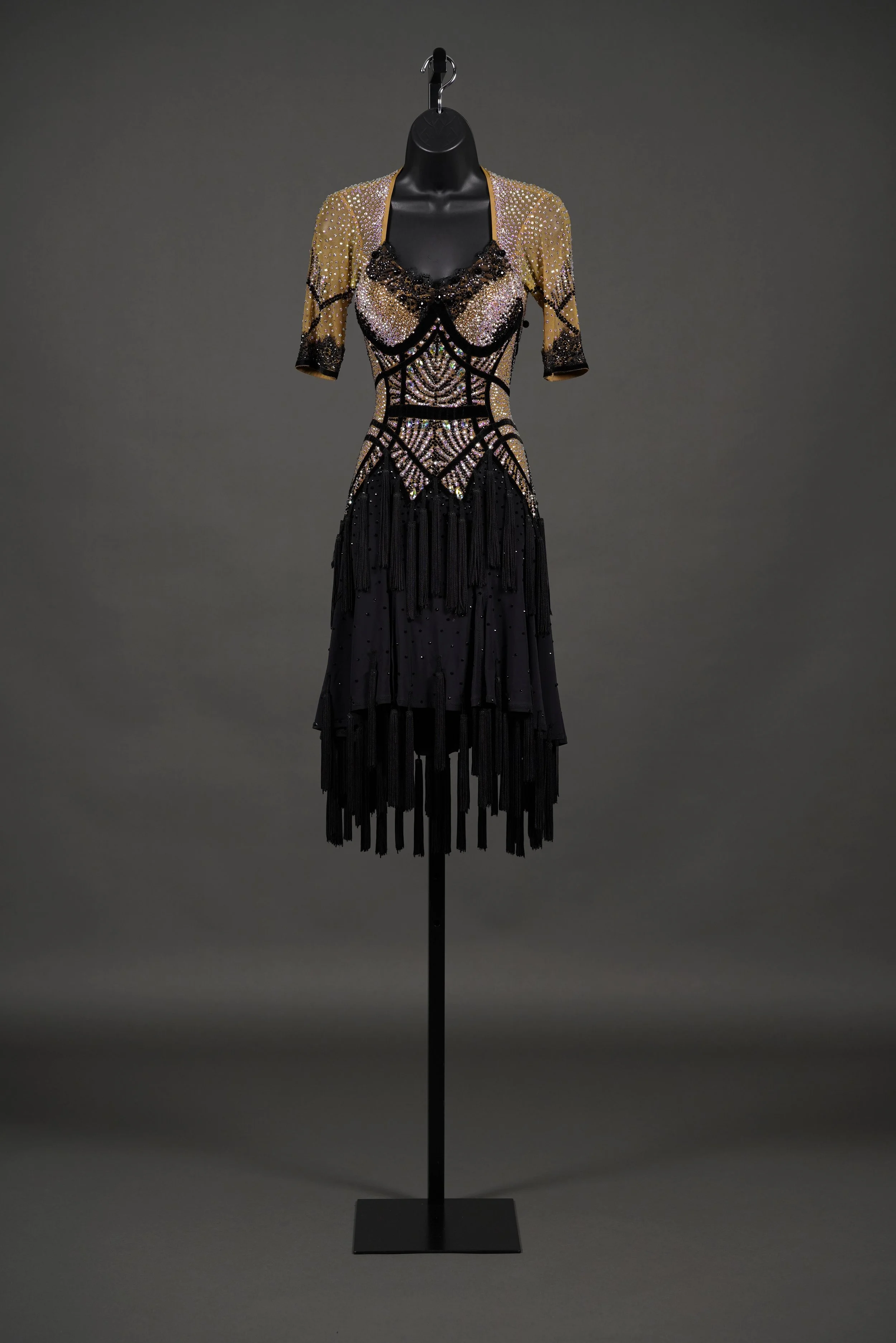 Nude and Black Tassel Latin with AB Stones