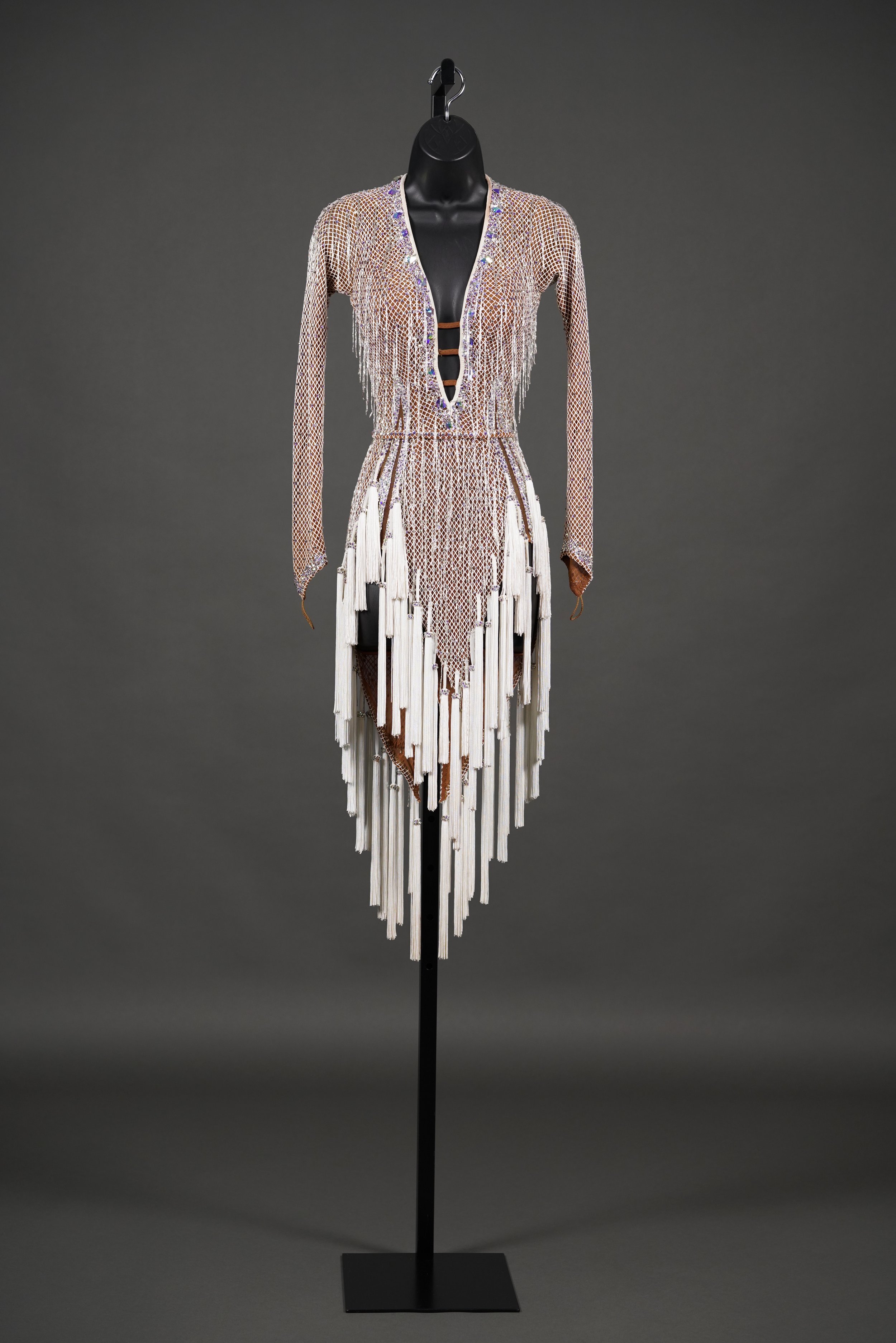 Unknown Manufacturer White Fishnet Fringe Latin