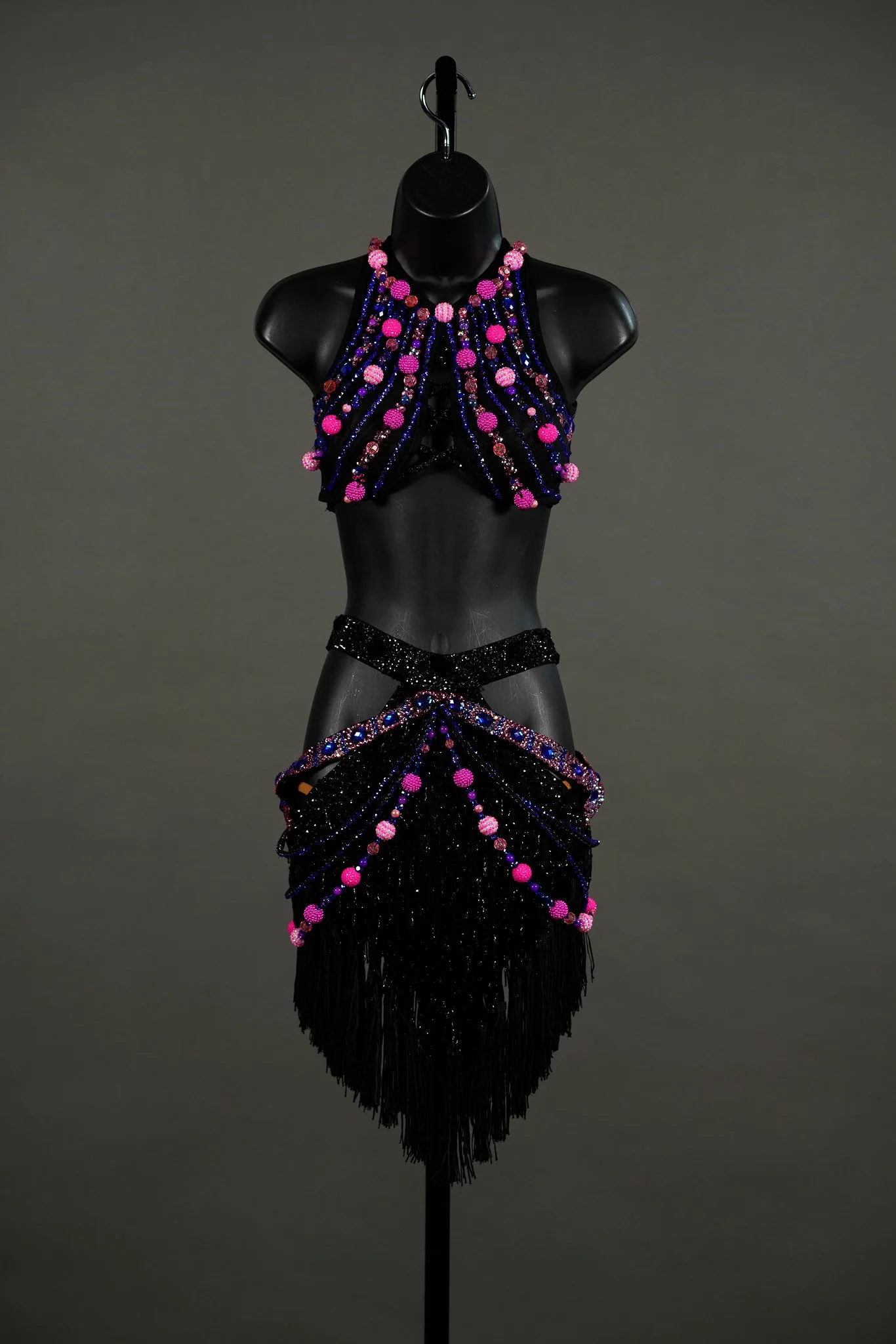 Black 2-Piece Latin with Pink, Purple, and Blue Details