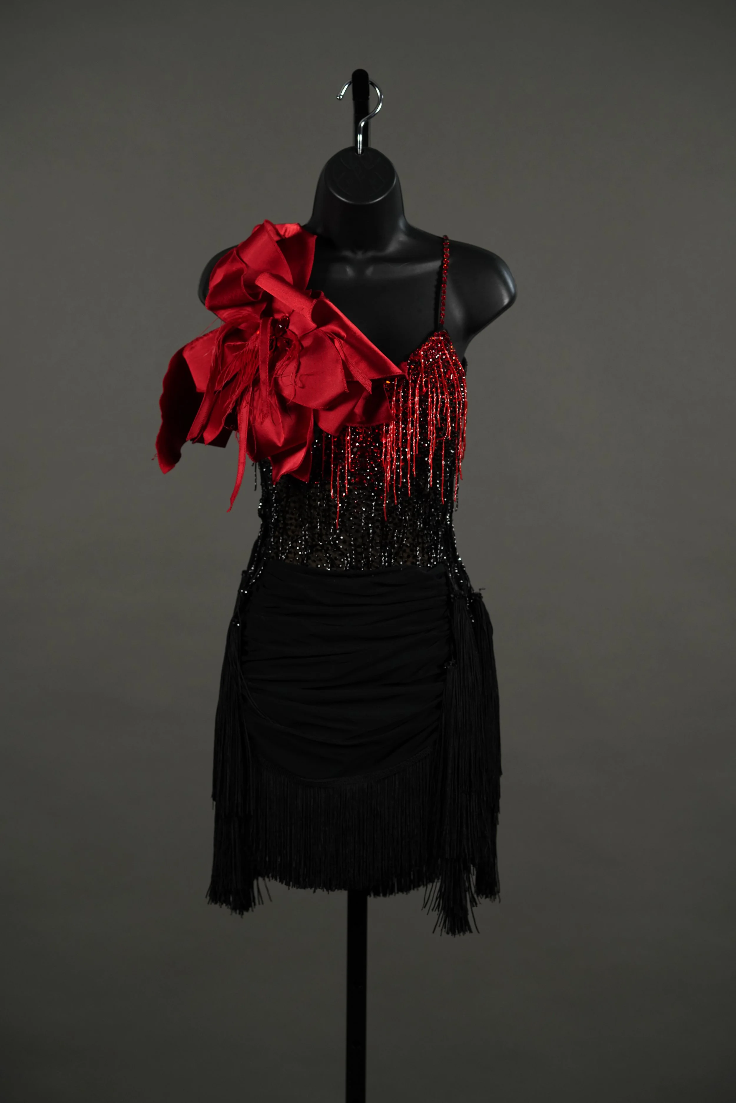 Black Latin with Red Flower