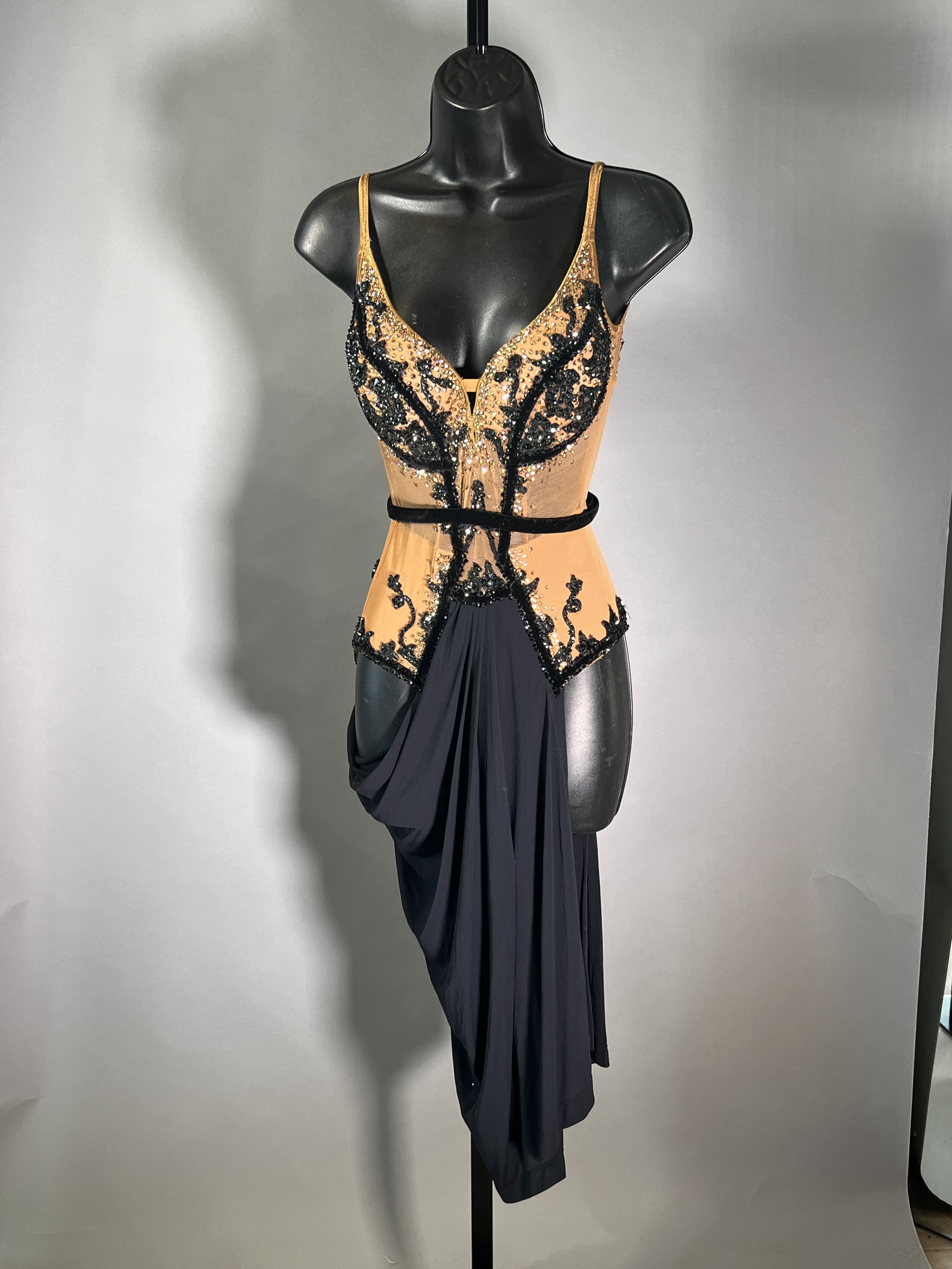 Black and Nude Draped Skirt Doré Latin