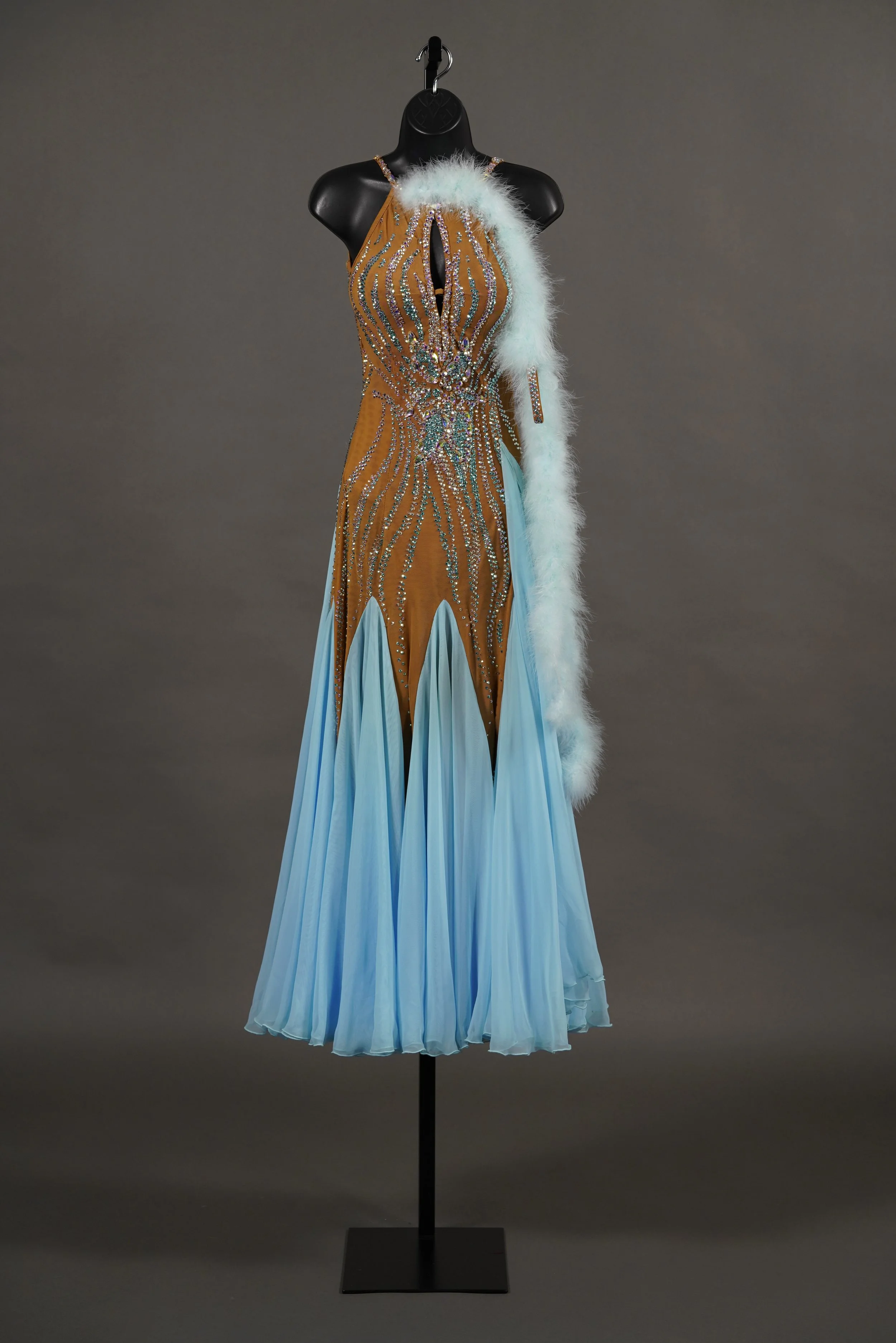 Nude and Ice Blue Smooth with Marabou Boa