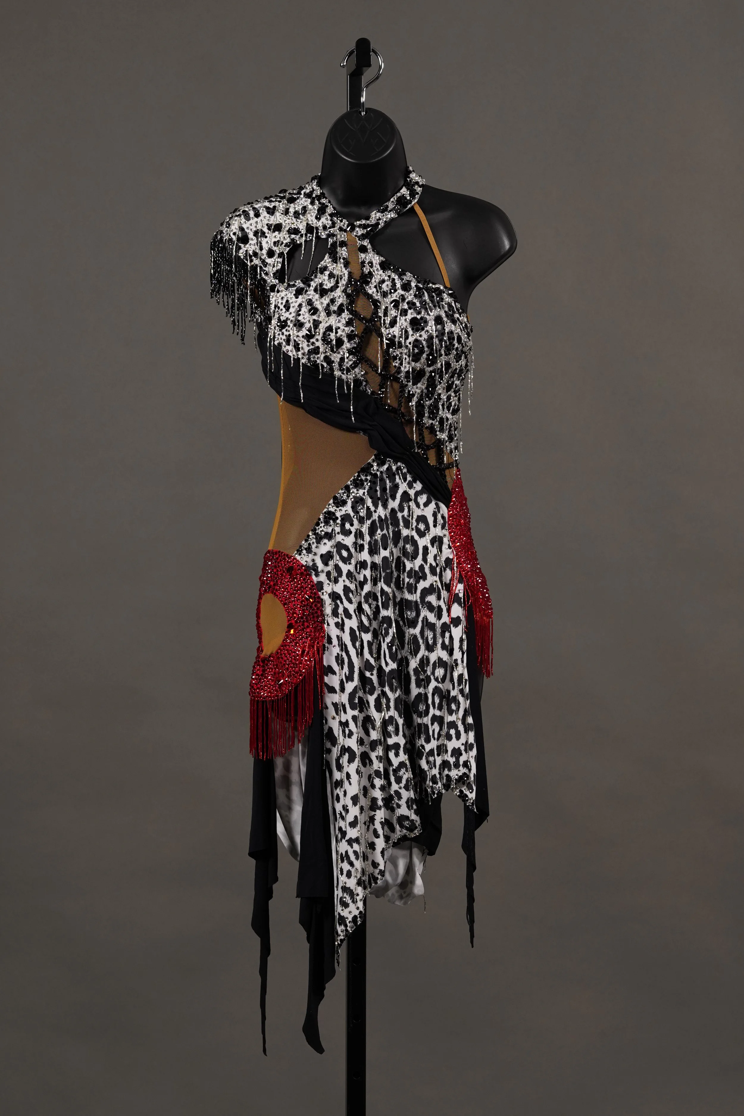 Black, White, and Red Snow Leopard Latin