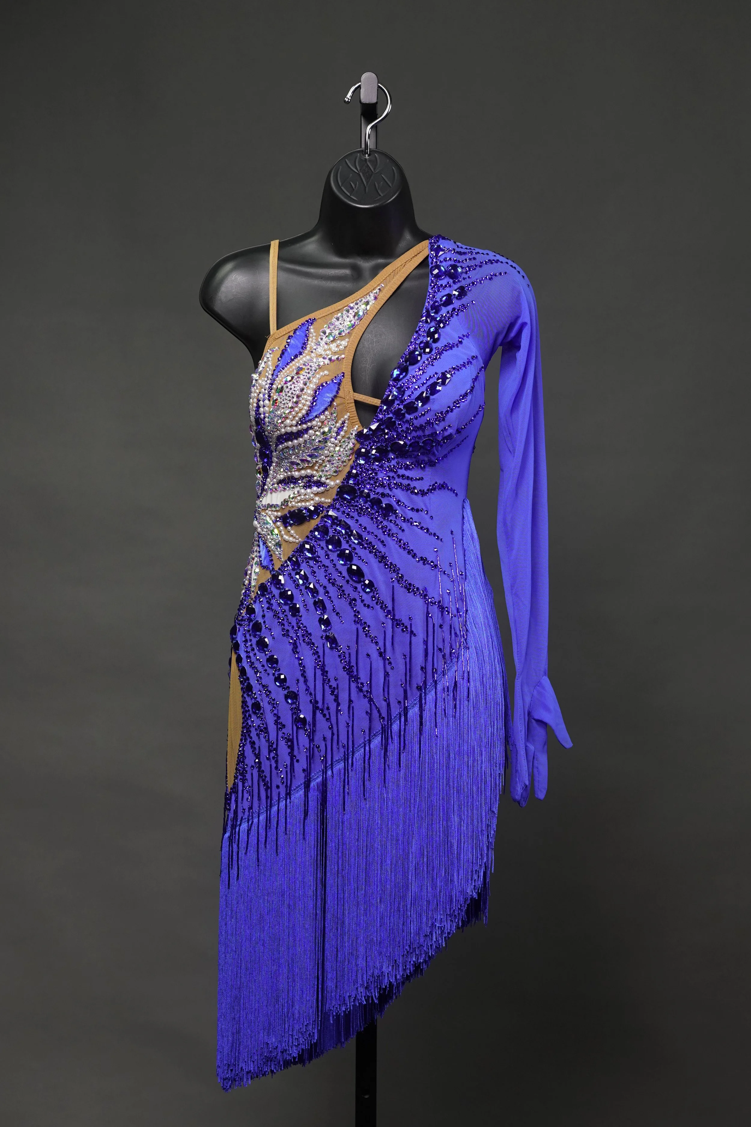 Cobalt and White Latin with Petals