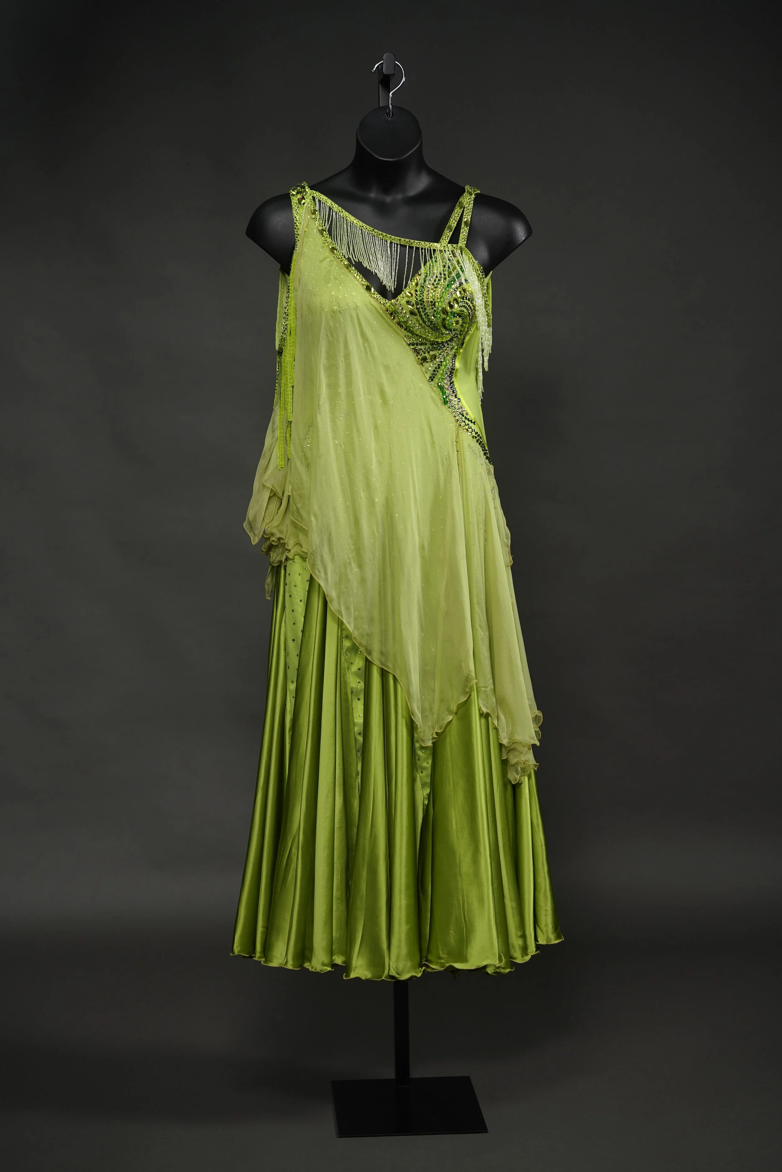 Chartreuse Smooth with Beaded Fringe Neckline