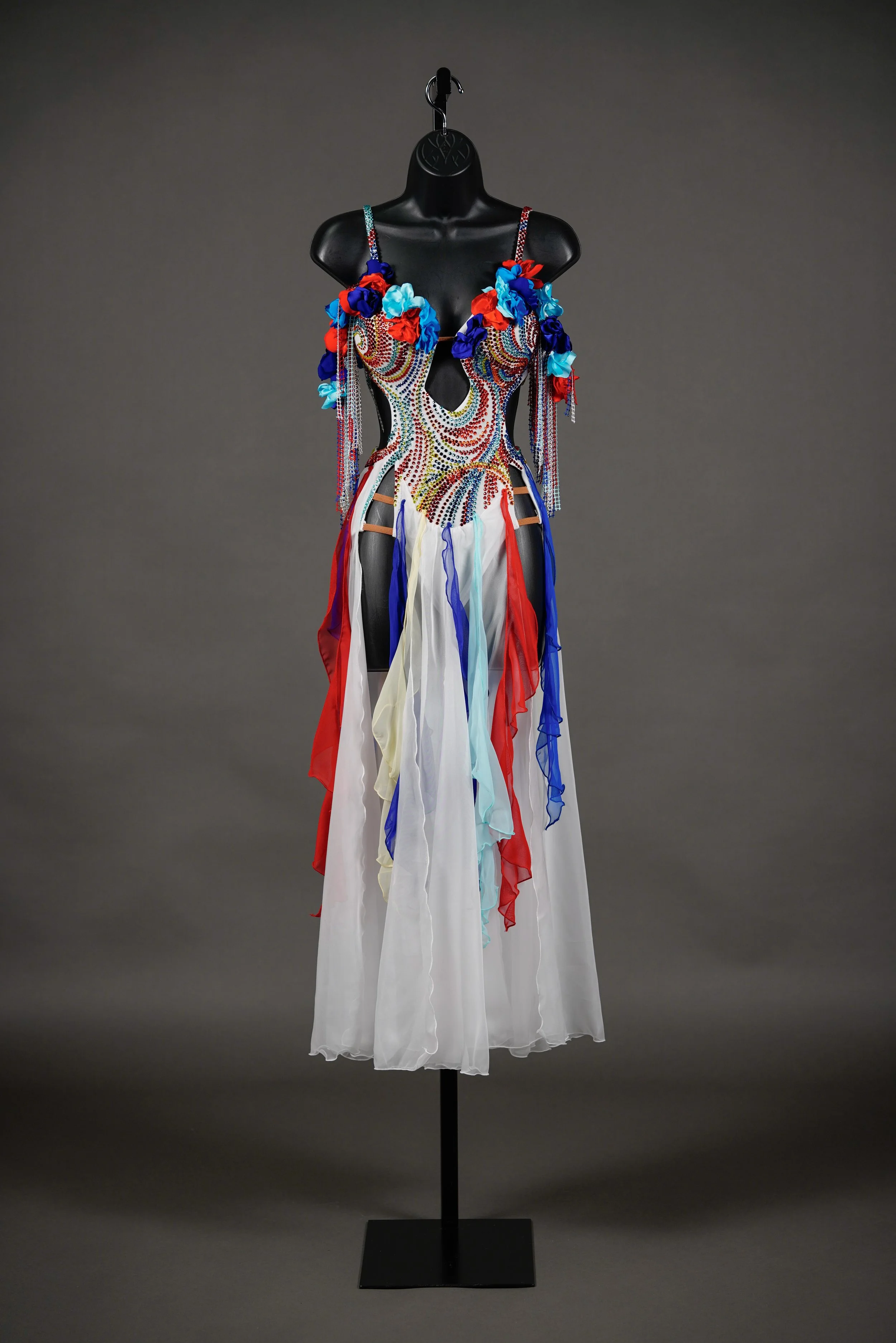 White Smooth with Colored Flowers