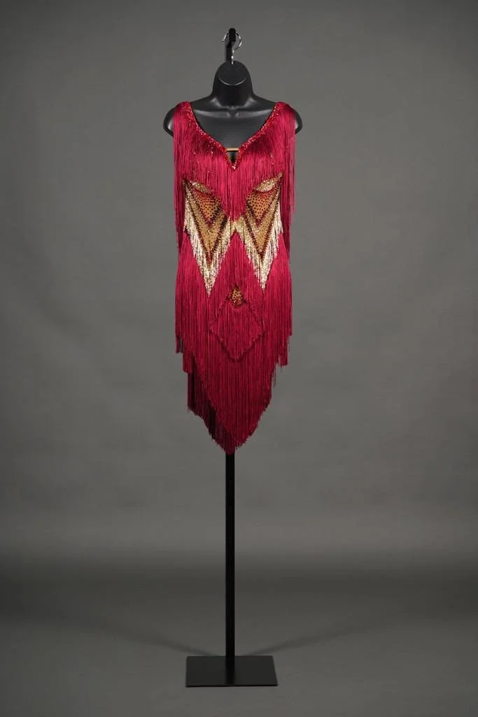 Gold and Burgundy Fringe Latin