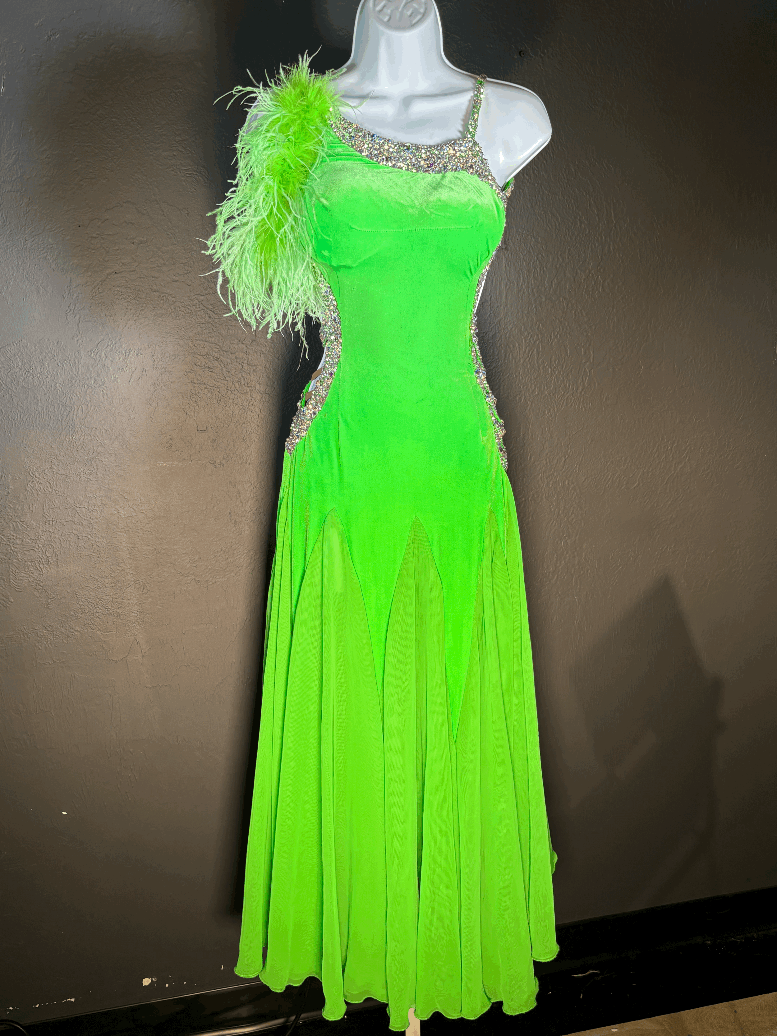 Apple Green Velvet Smooth with AB Stones