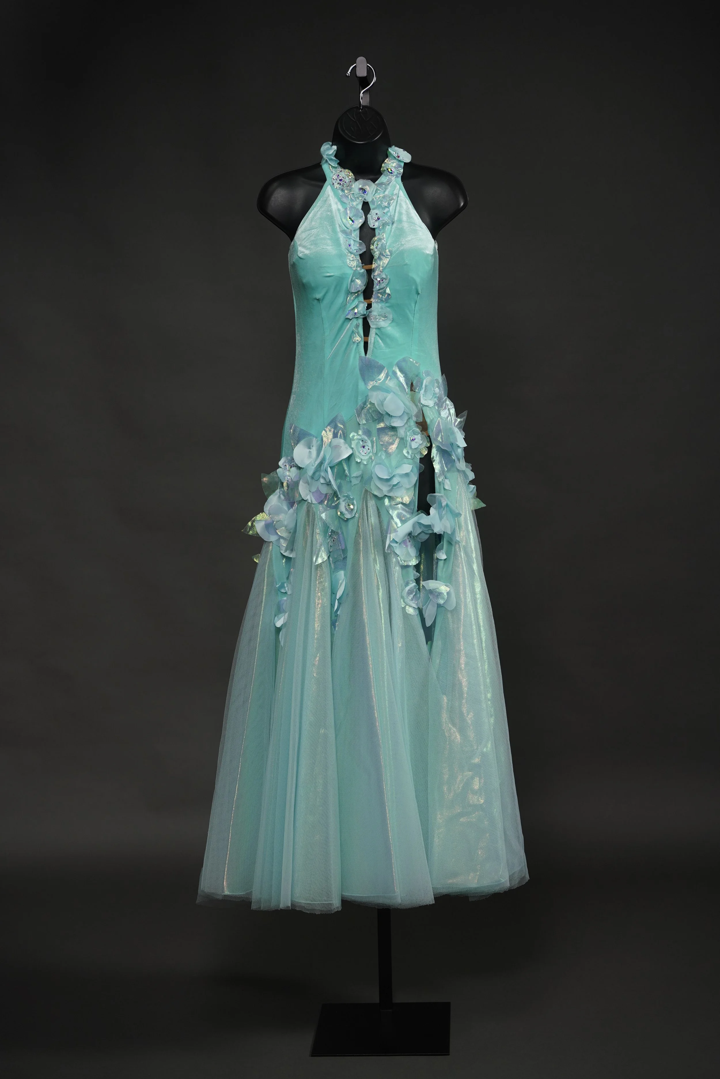 Pale Turquoise Velvet Smooth with Flowers