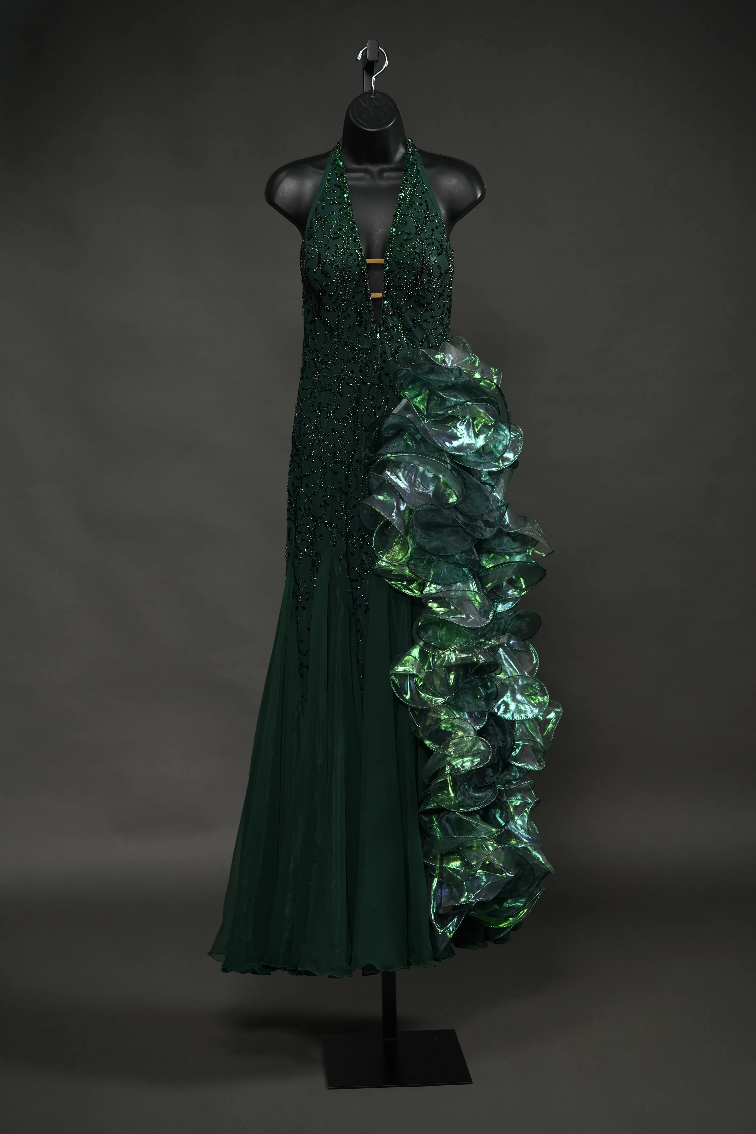 Forest Green Smooth with Ruffle Slit