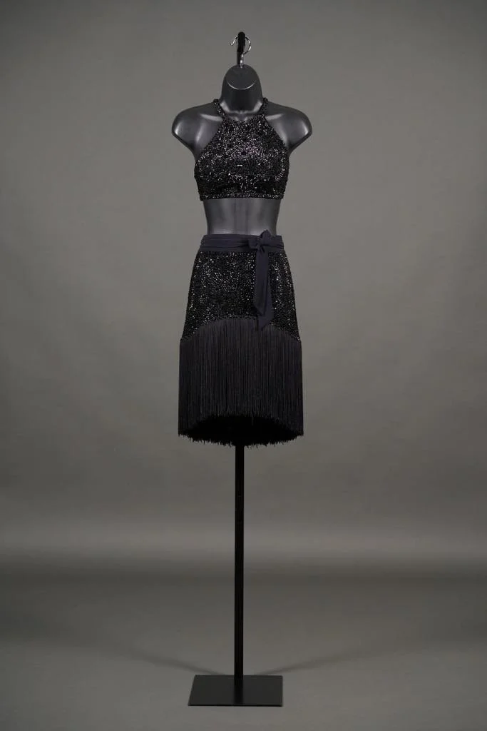 Black 2-piece Latin with Fringe