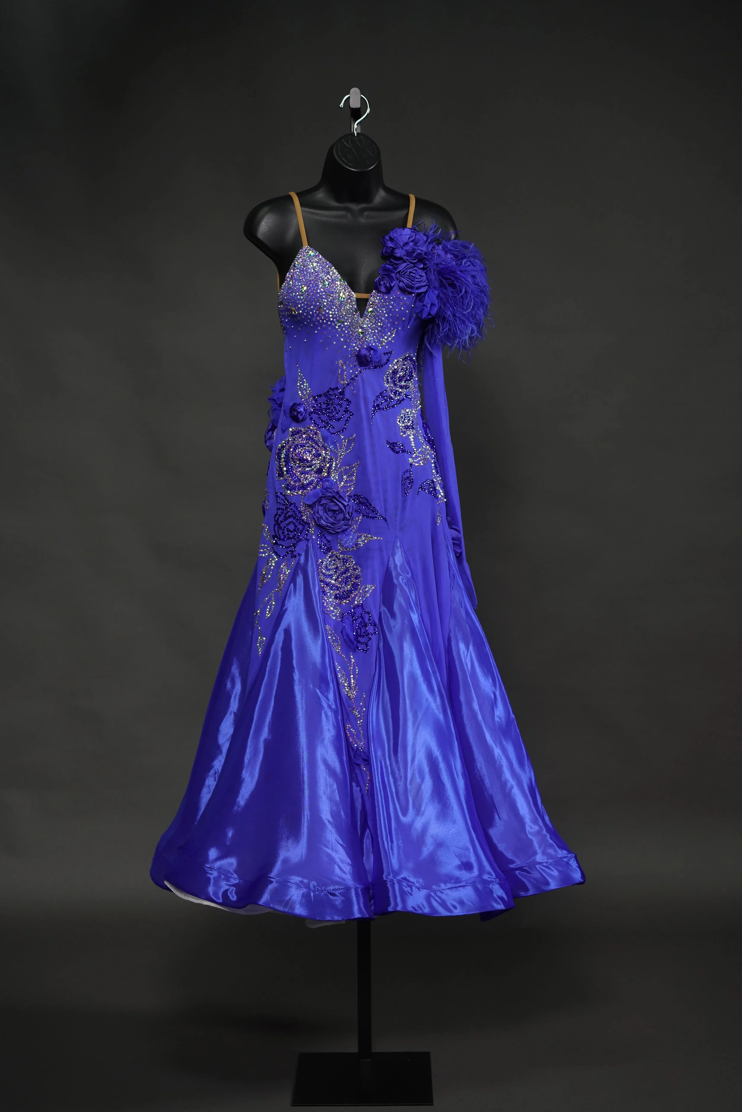 Cobalt Standard with 3D Roses, Strings, and Boas