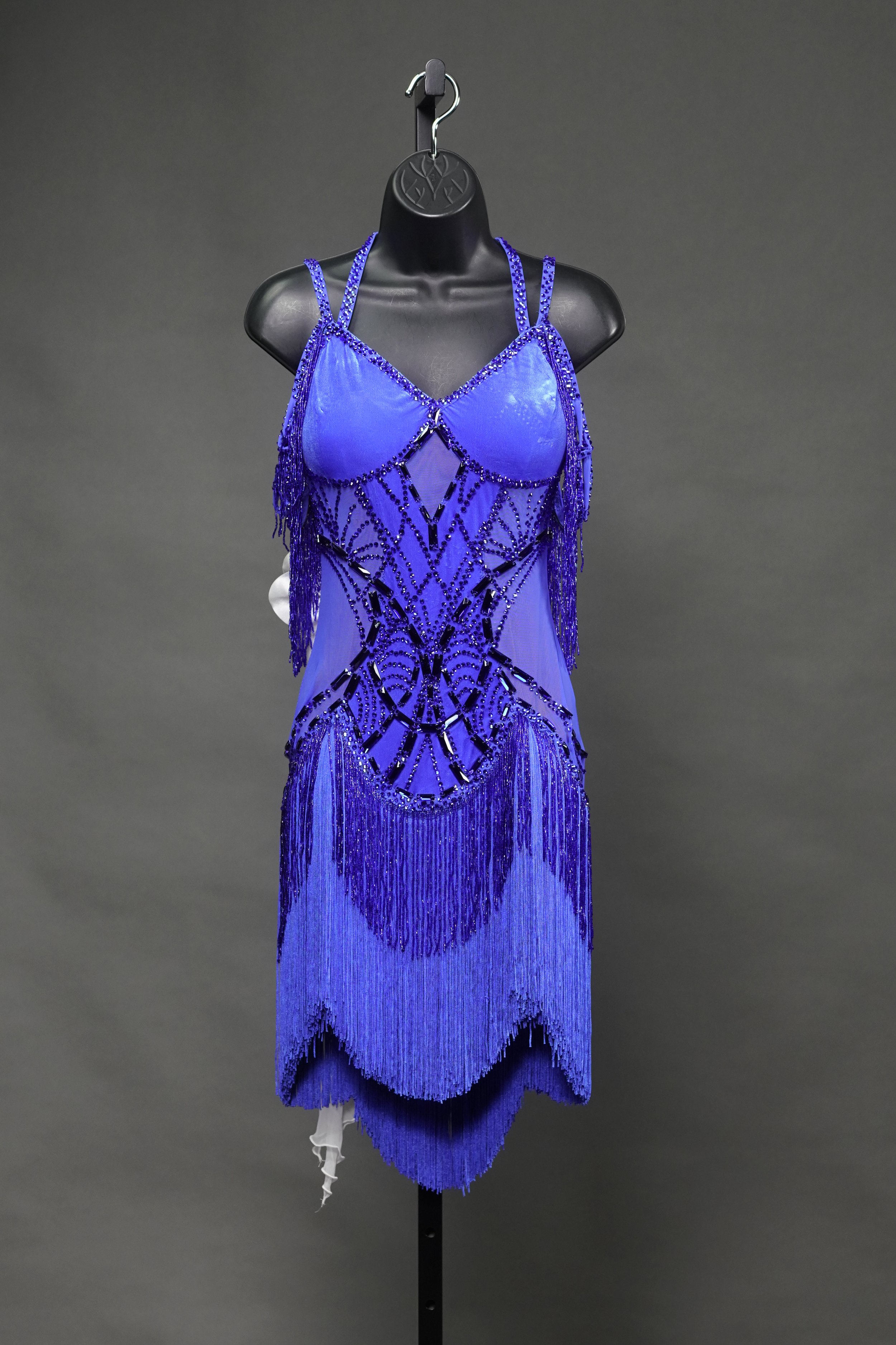 Cobalt Velvet Latin with White Rose and Drape